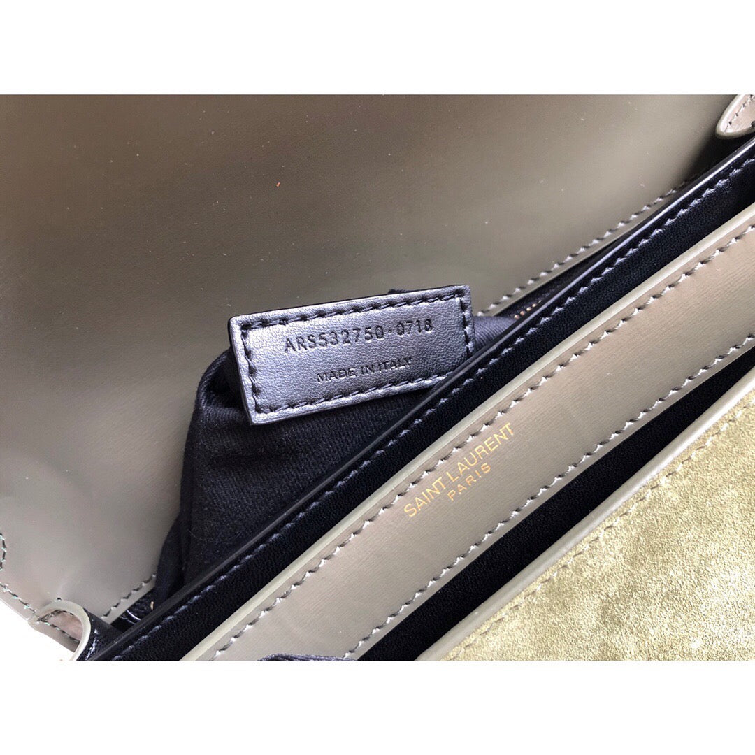 YSL Saint Laurent Cassandra Box Velvet 8in 22cm Green Medium Chain Handbag
