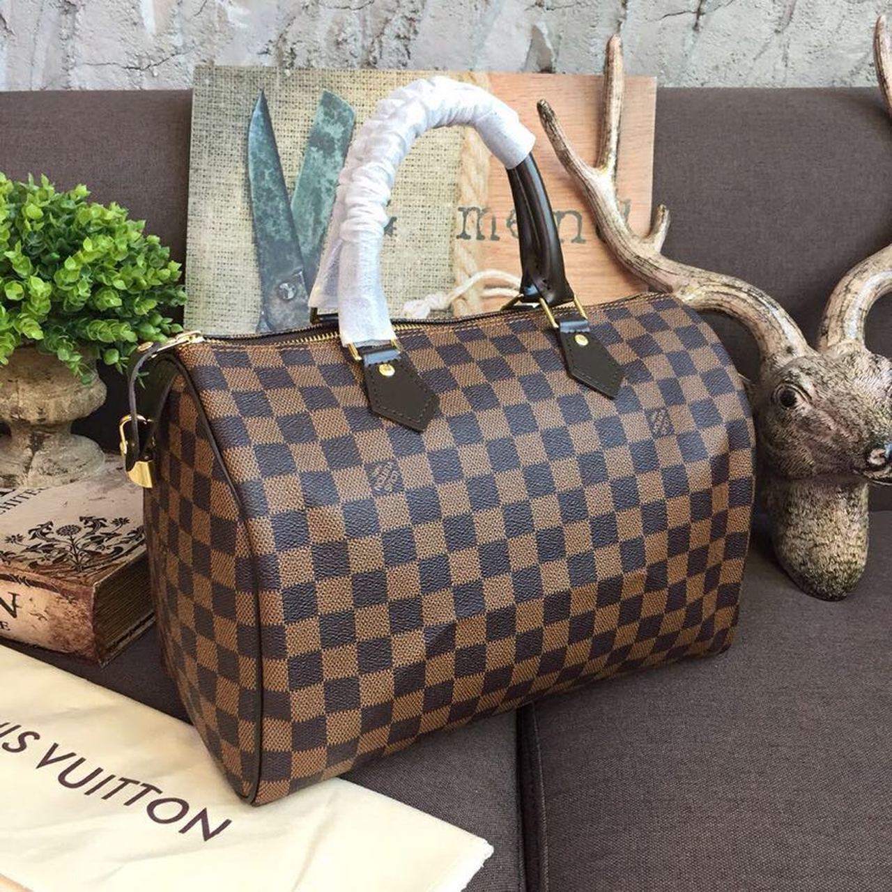 Top Quality Speedy Bag Damier Ebene For Canvas Brown Travel Bag