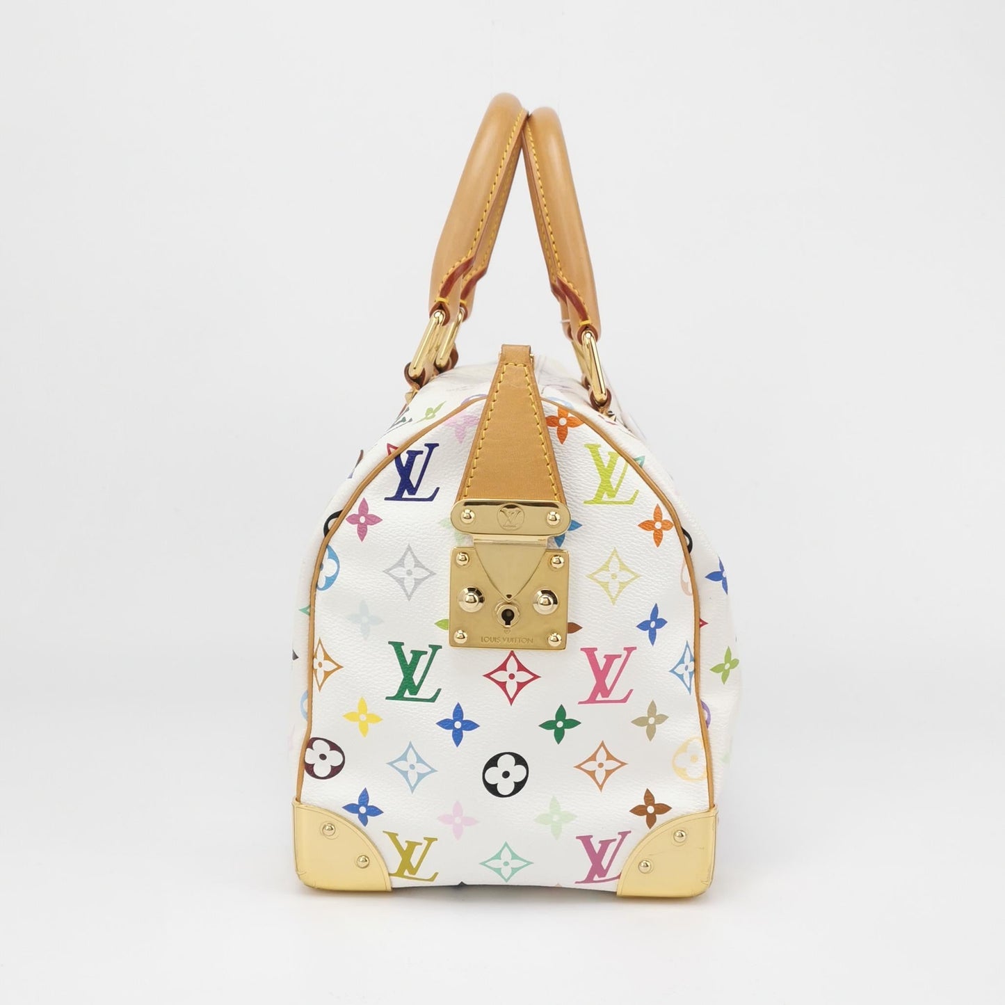 Louis Vuitton x Takashi Murakami Speedy 30 Lock Multicolor White Handbag