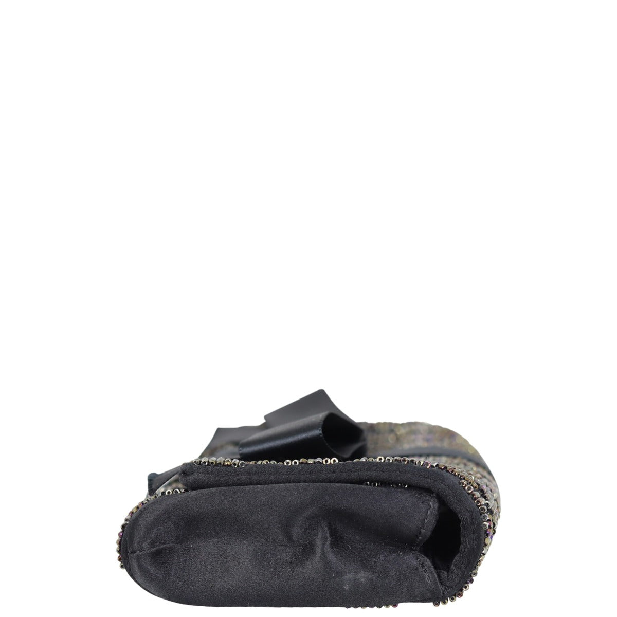 Chanel Beaded Ribbon Clutch Satin Flap Clutch Bag