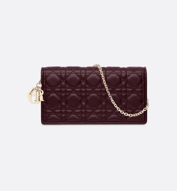 Dior Patent Lady Clutch Bag Bronze Off Leather Quilted