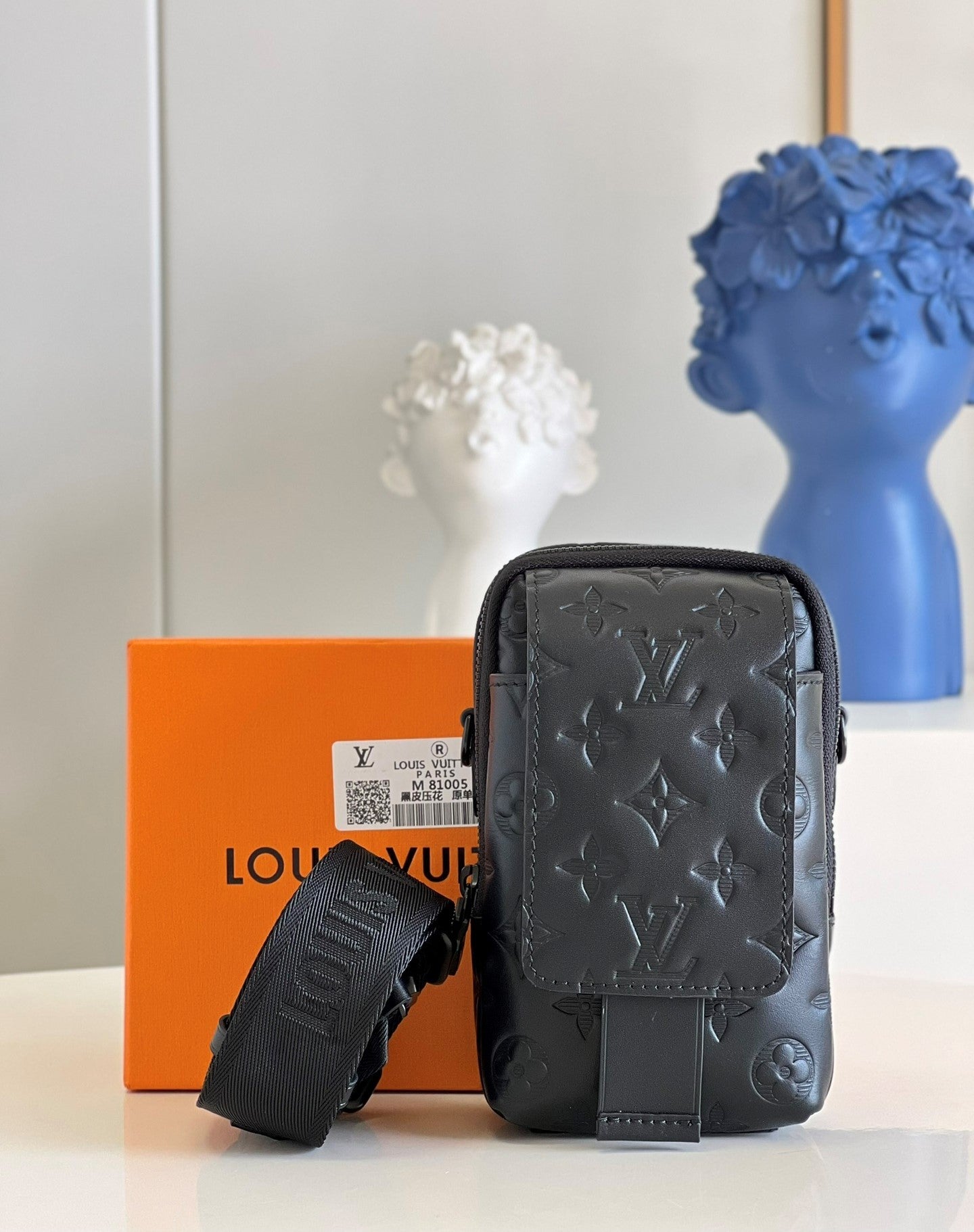 Top Quality Double Phone Pouch For Men Monogram Black Crossbody Bag