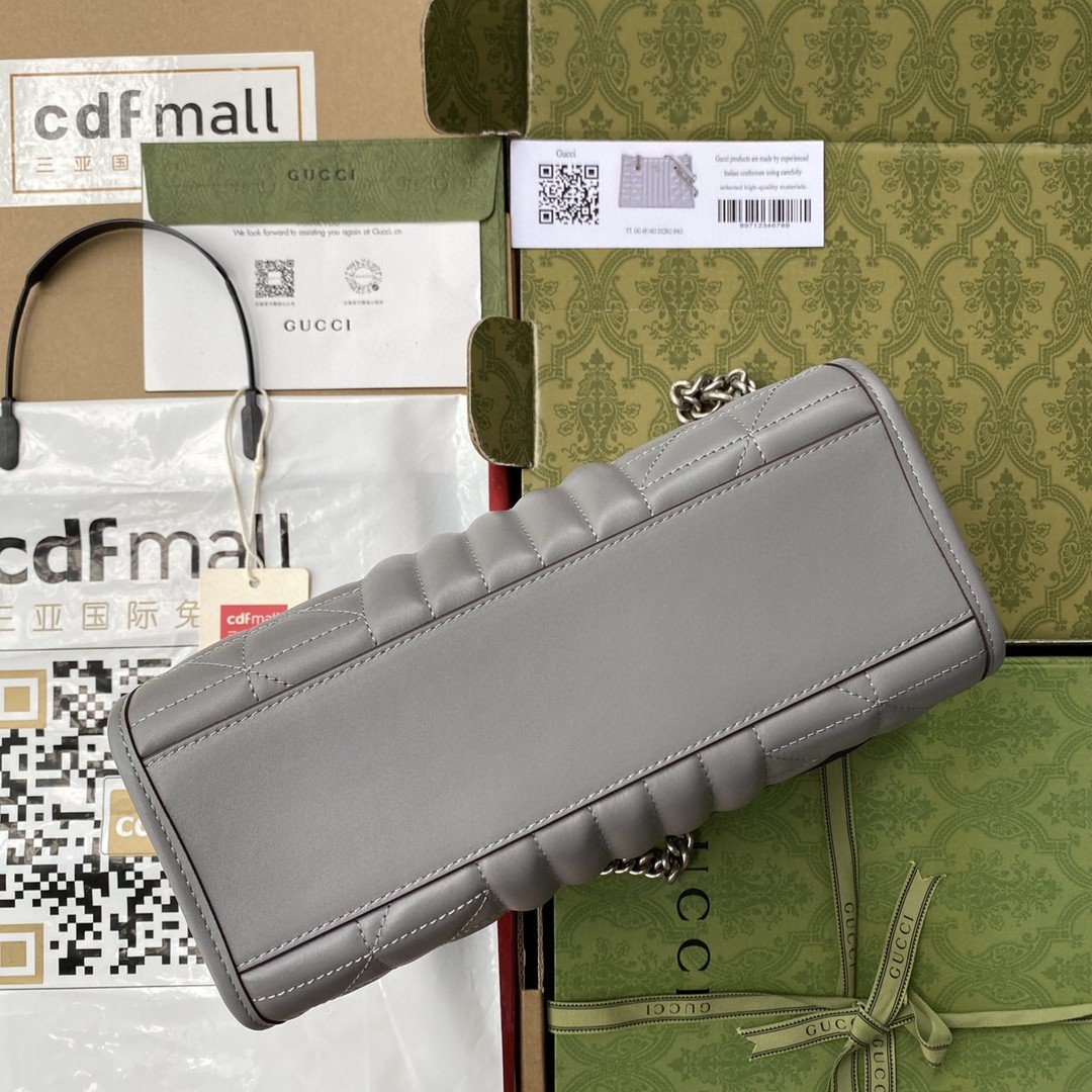 gg Marmont Dark Matelassé 10in Grey Small Tote Bag