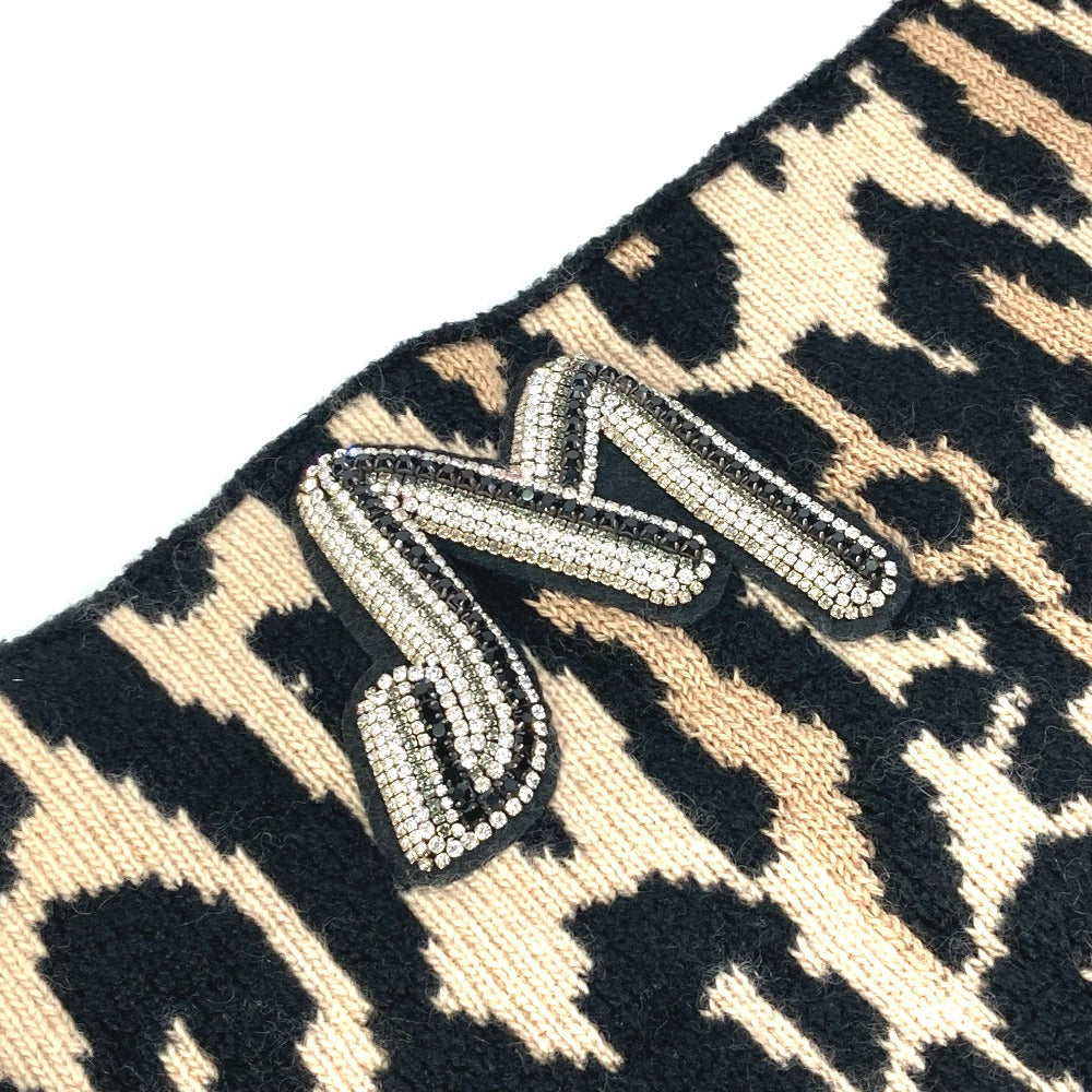 Louis Vuitton Scarf M74049 Rayon Leopard Wool Brown