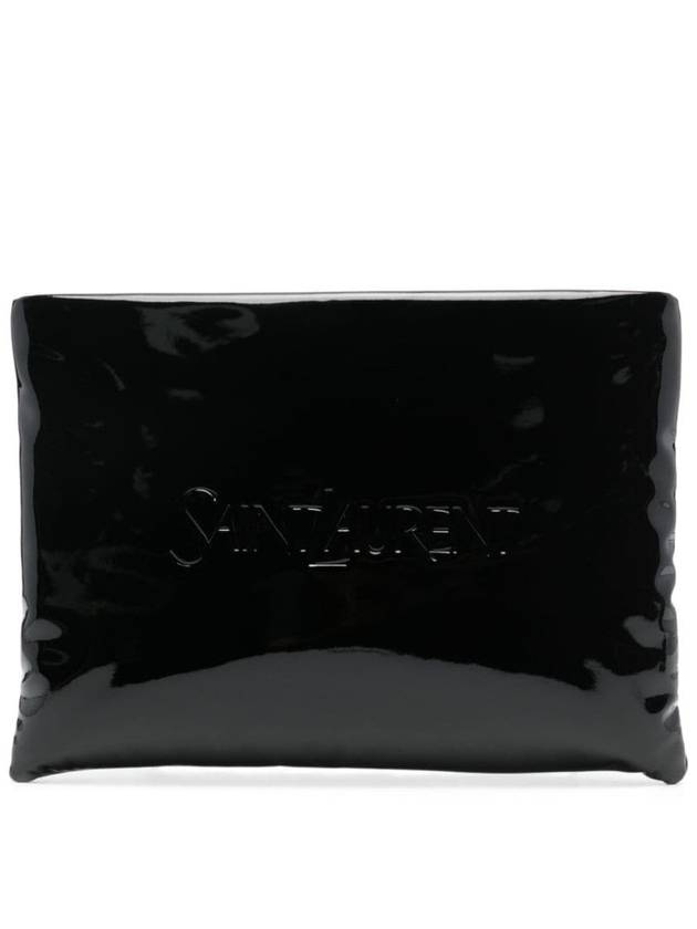 YSL Saint Laurent Saint Laurent Trending Puffy Patent Pouch Travel Canvas Black Travel Bag