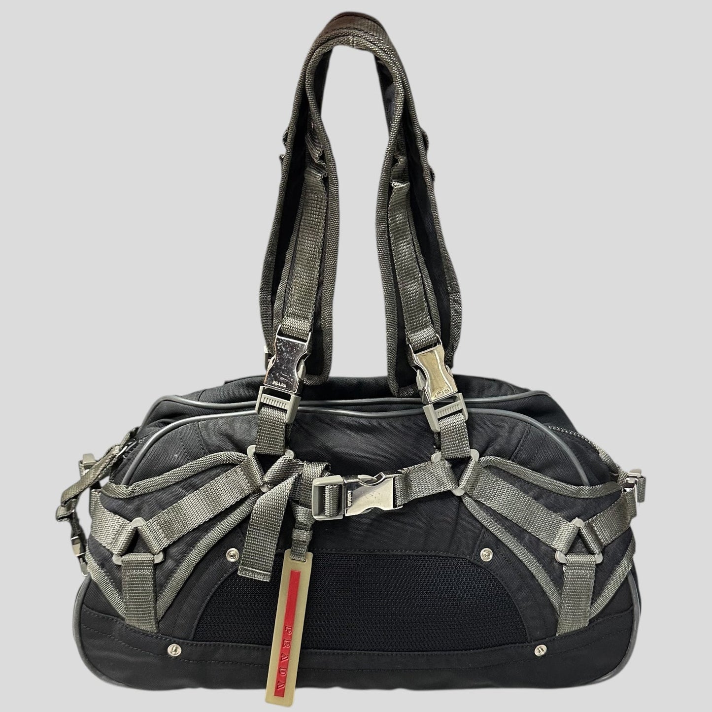 Prada Handbag Sport 00’s Lightning Strap Bondage Buckle Mesh Nylon Metal