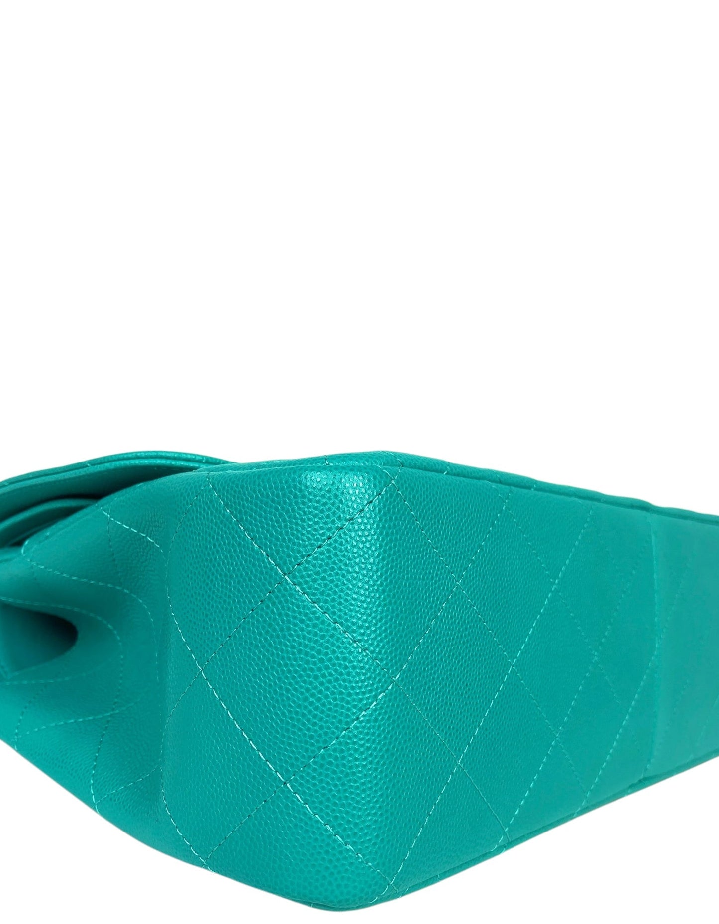 Chanel Turquoise Caviar Quilted Double Flap Jumbo Bag