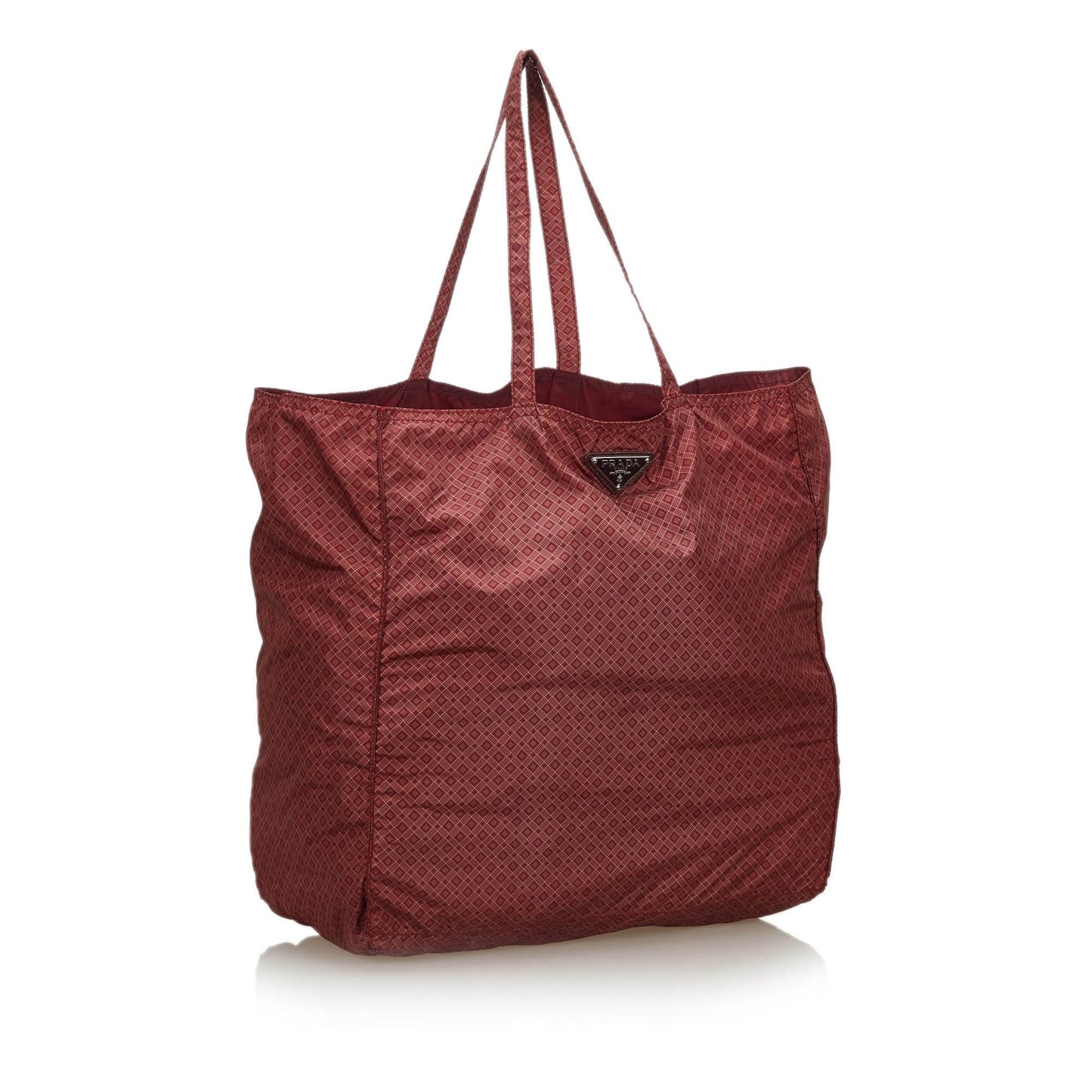 Prada Fabric Printed Tote Bag Italy Nylon Red