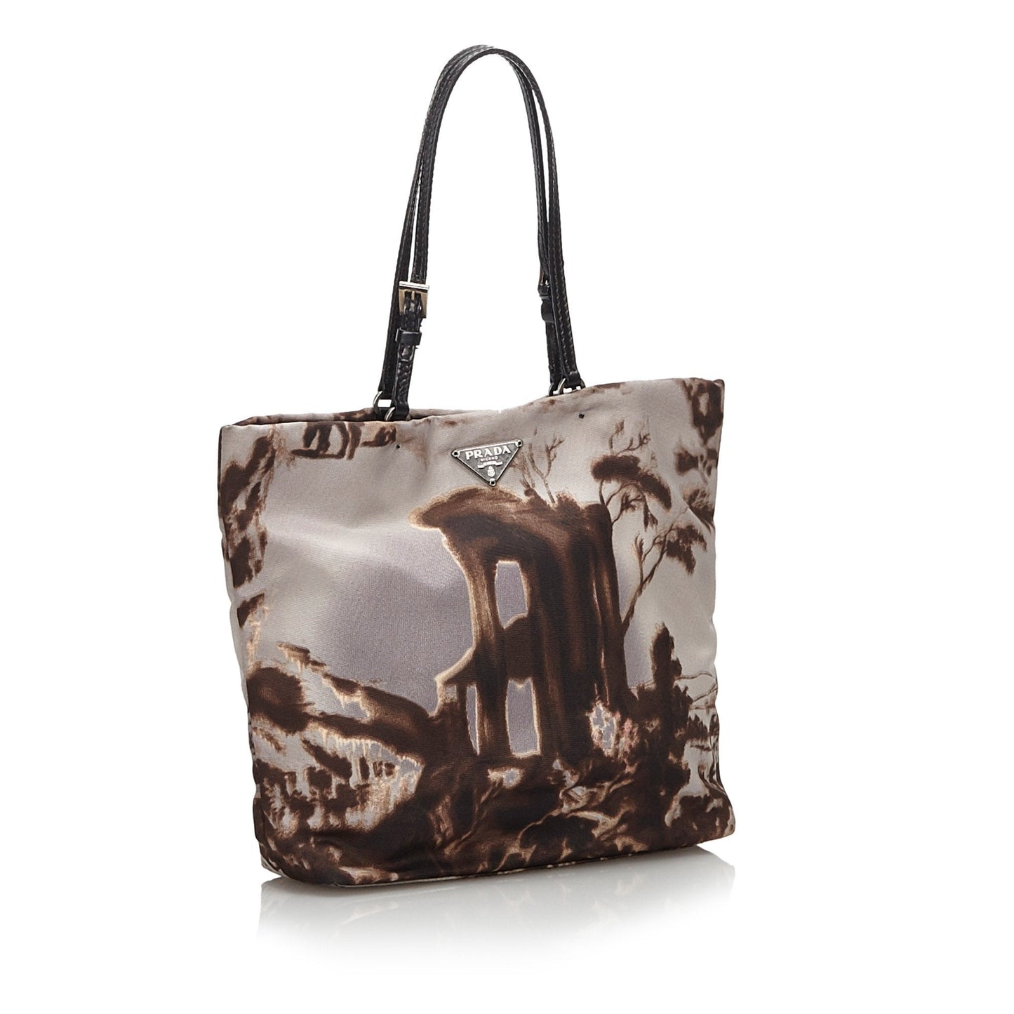 Prada Fabric Stampato Tote Bag Italy Nylon Gray