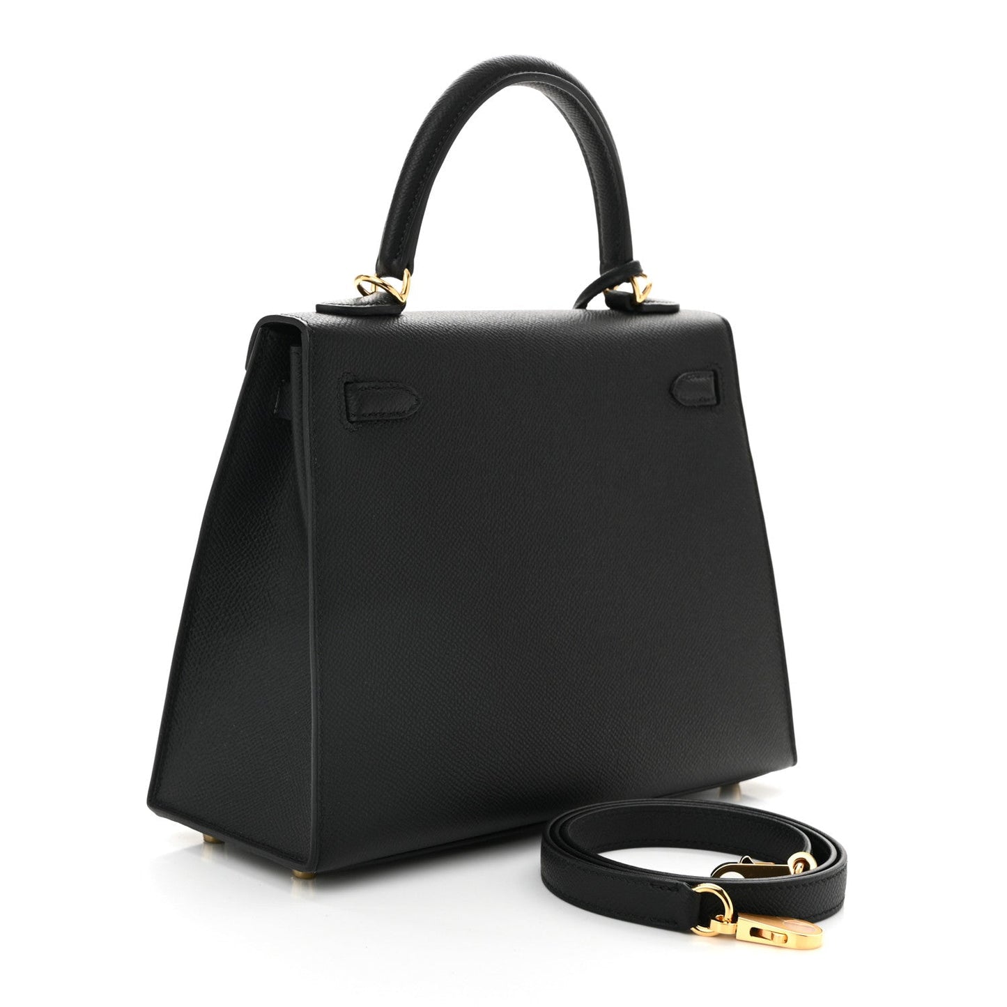 Hermes Epsom Kelly Sellier Handbag Black Travel Bag 25 Black 1746803