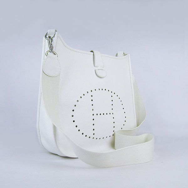 Hermes Luxury Evelyne I Handbag White Silver Travel Bag
