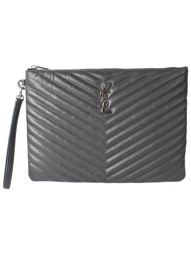 YSL Saint Laurent Saint Laurent Trending Cassandre Silver Clutch Bag Leather Matelasse