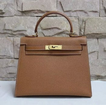 Hermes Luxury Kelly Cm Epsom Handbag Leather Brown Travel Bag