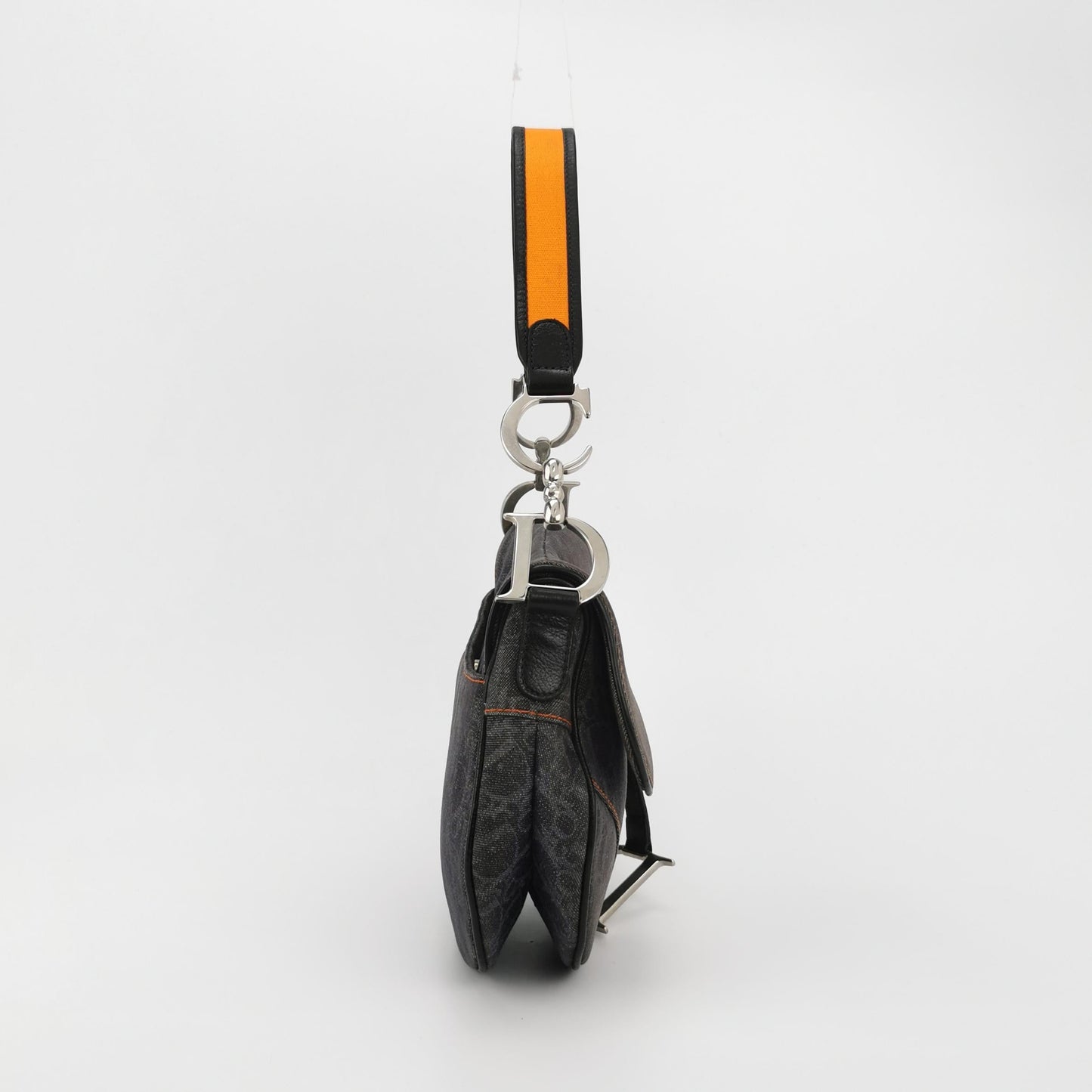 Dior Saddle Oblique With Orange Trim Handbag Black Travel Bag