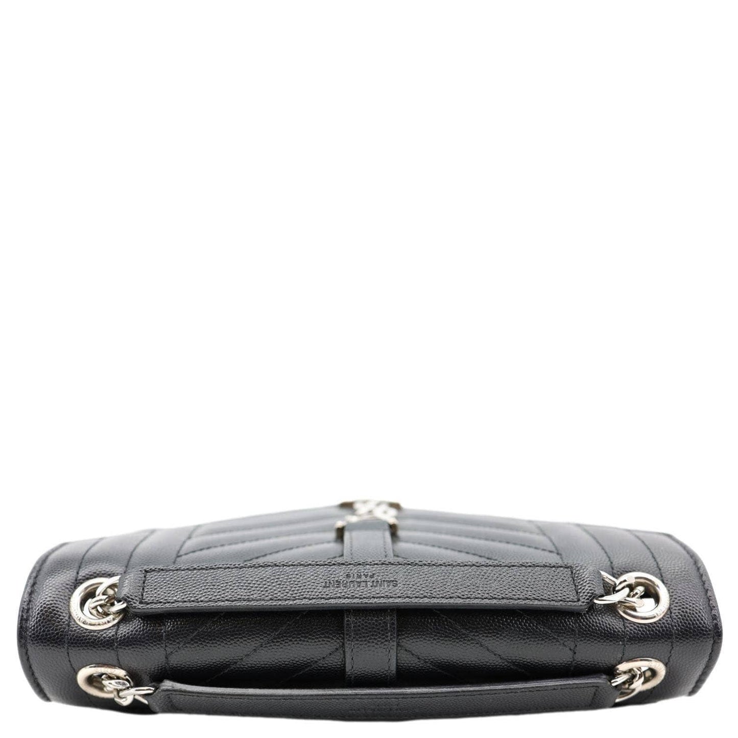 YSL Saint Laurent Yves Envelope Mix Shoulder Bag Leather Matelasse Black