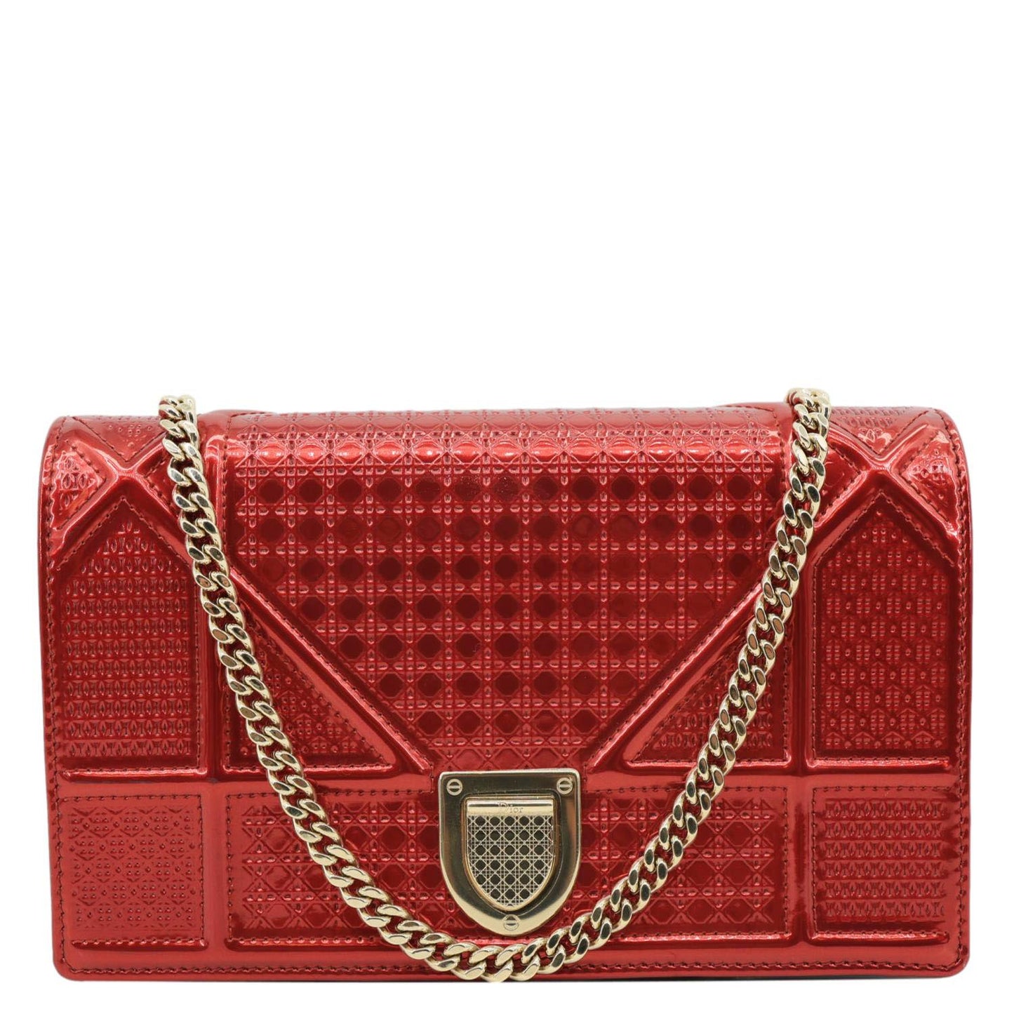 Dior Crossbody Bag ama -Cannage Leather Patent Red