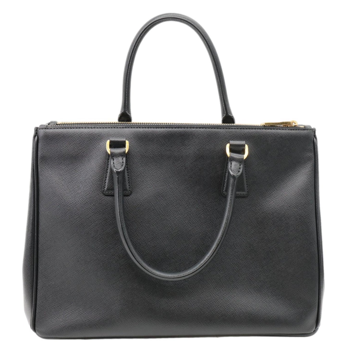 Galleria Double Zip Saffiano Top Handle Shoulder Leather Black Shoulder Bag