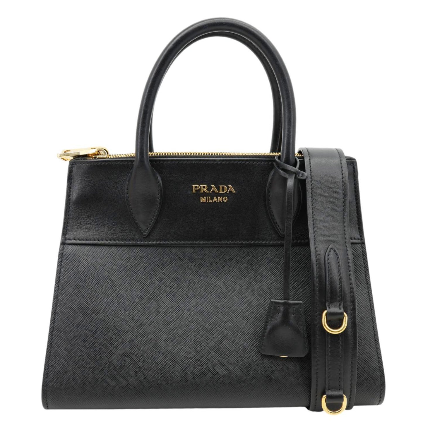 Prada Tote Bag Paradigme Tote Shoulder Bag Leather Saffiano Black