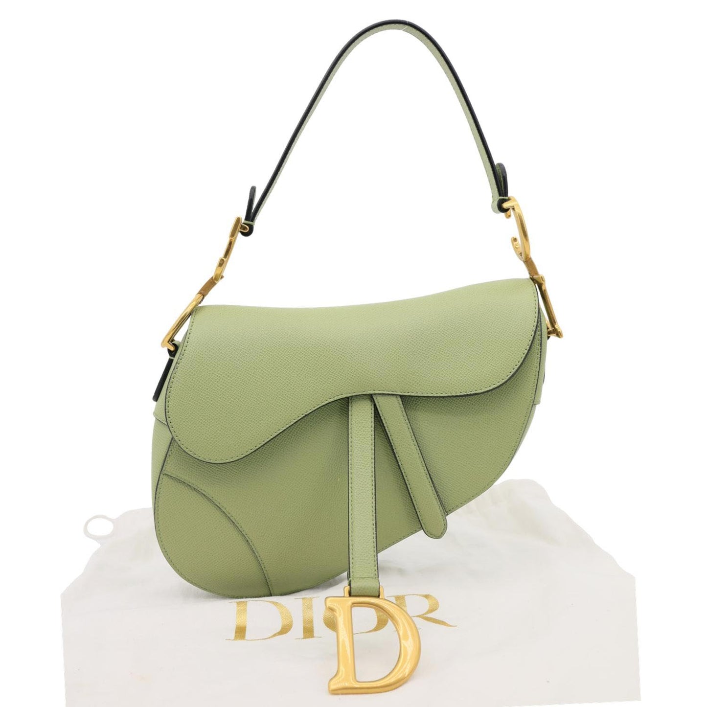 Dior Saddle Grained Calfskin Shoulder Bag Leather Green