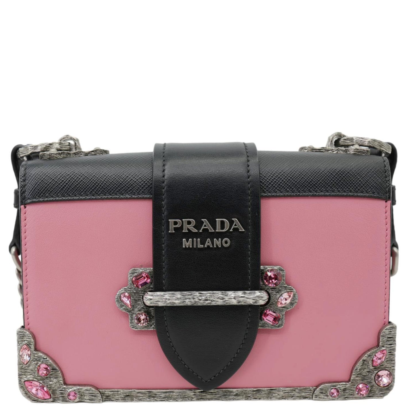Cahier City Calf Saffiano Chain Crossbody Bag Leather Pink