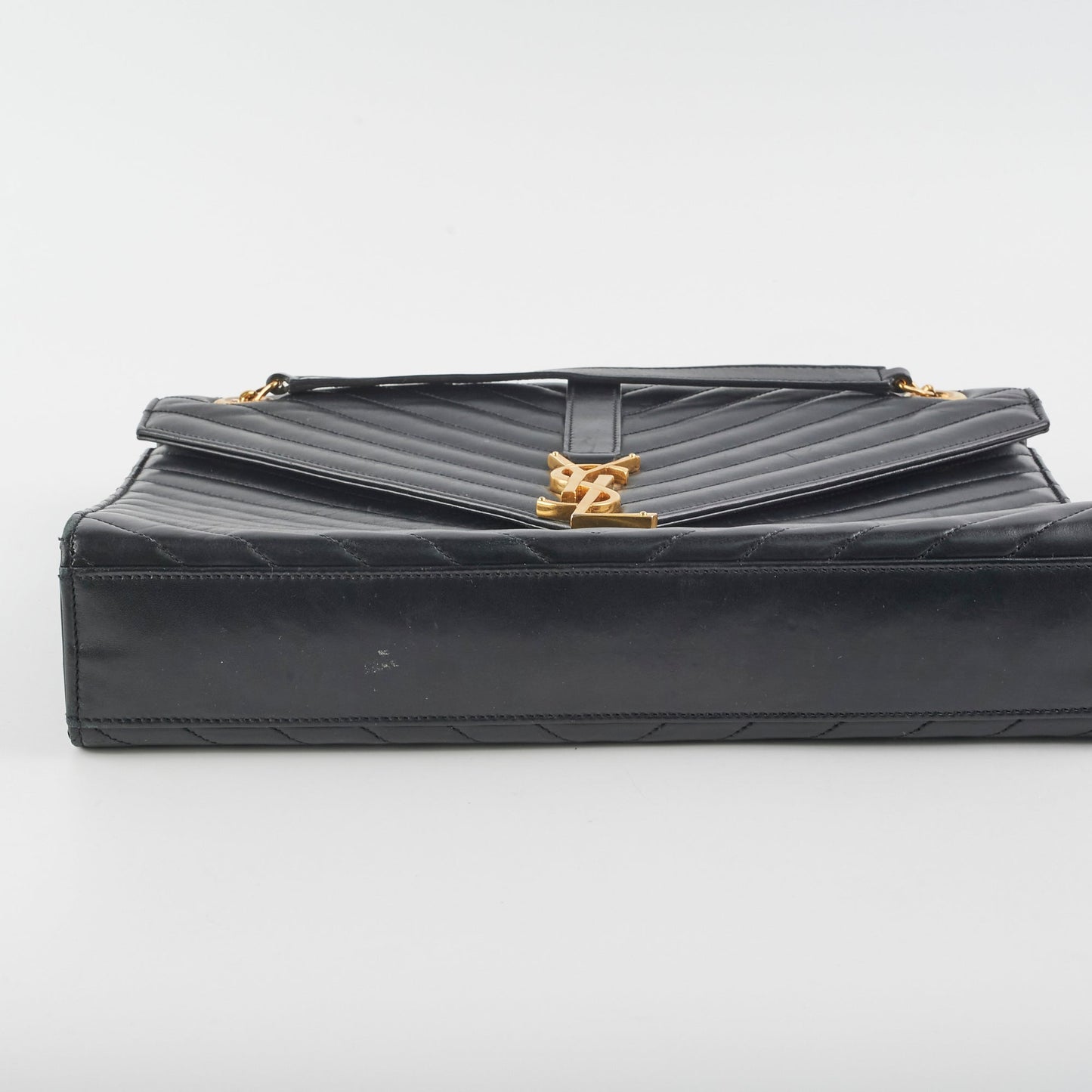 YSL Saint Laurent Envelope Shoulder Bag Leather Black Large