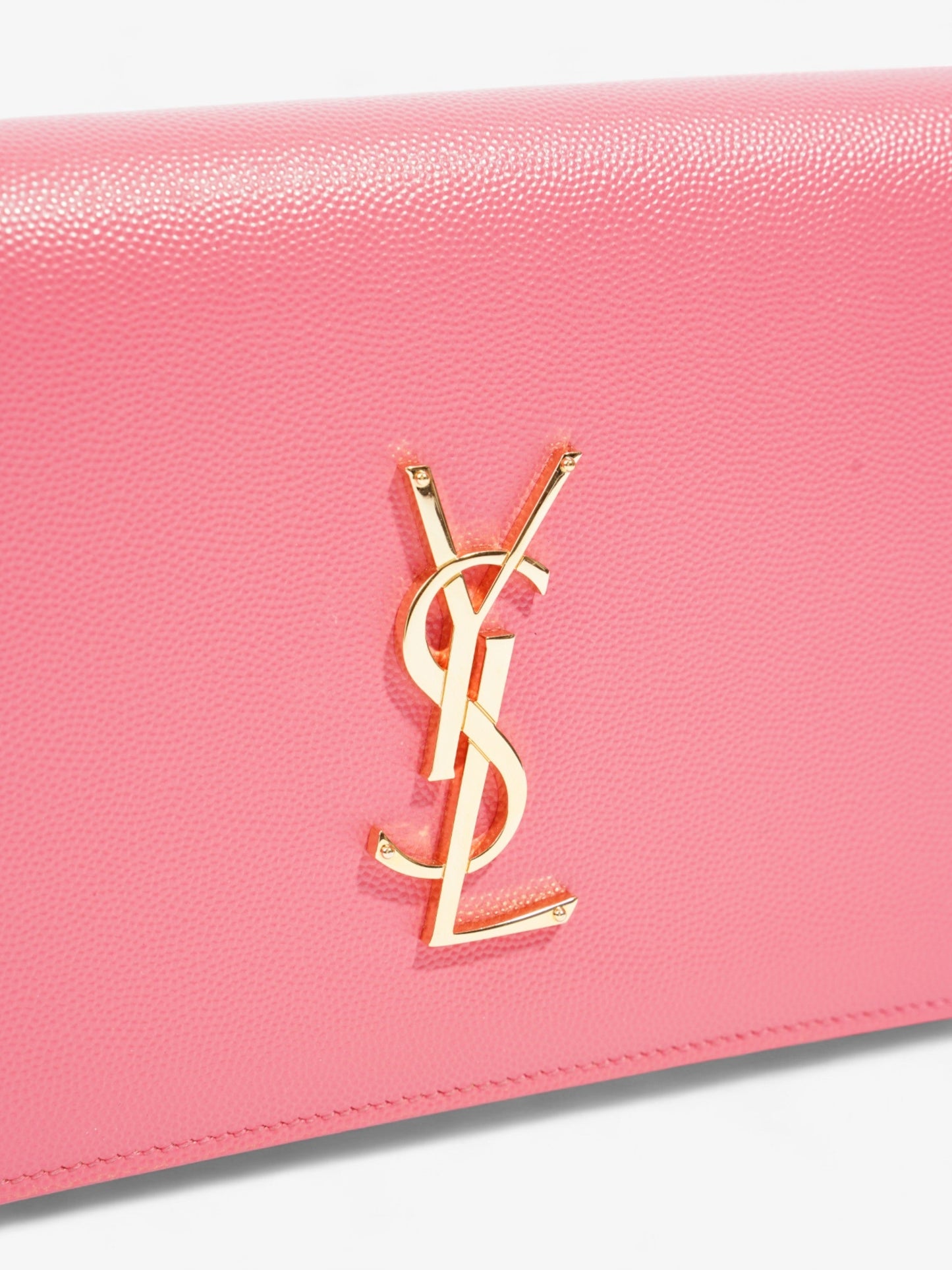 YSL Saint Laurent Kate Neon Grained Clutch Bag Leather Pink