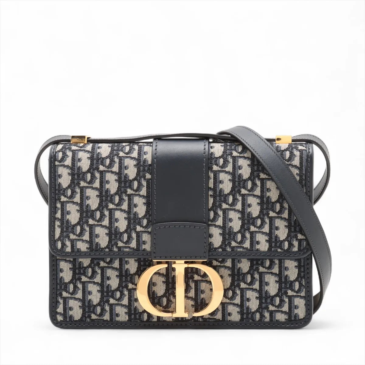 Dior Handbag Christian Oblique Jacquard 30 Montaigne Bag with Blue Chain