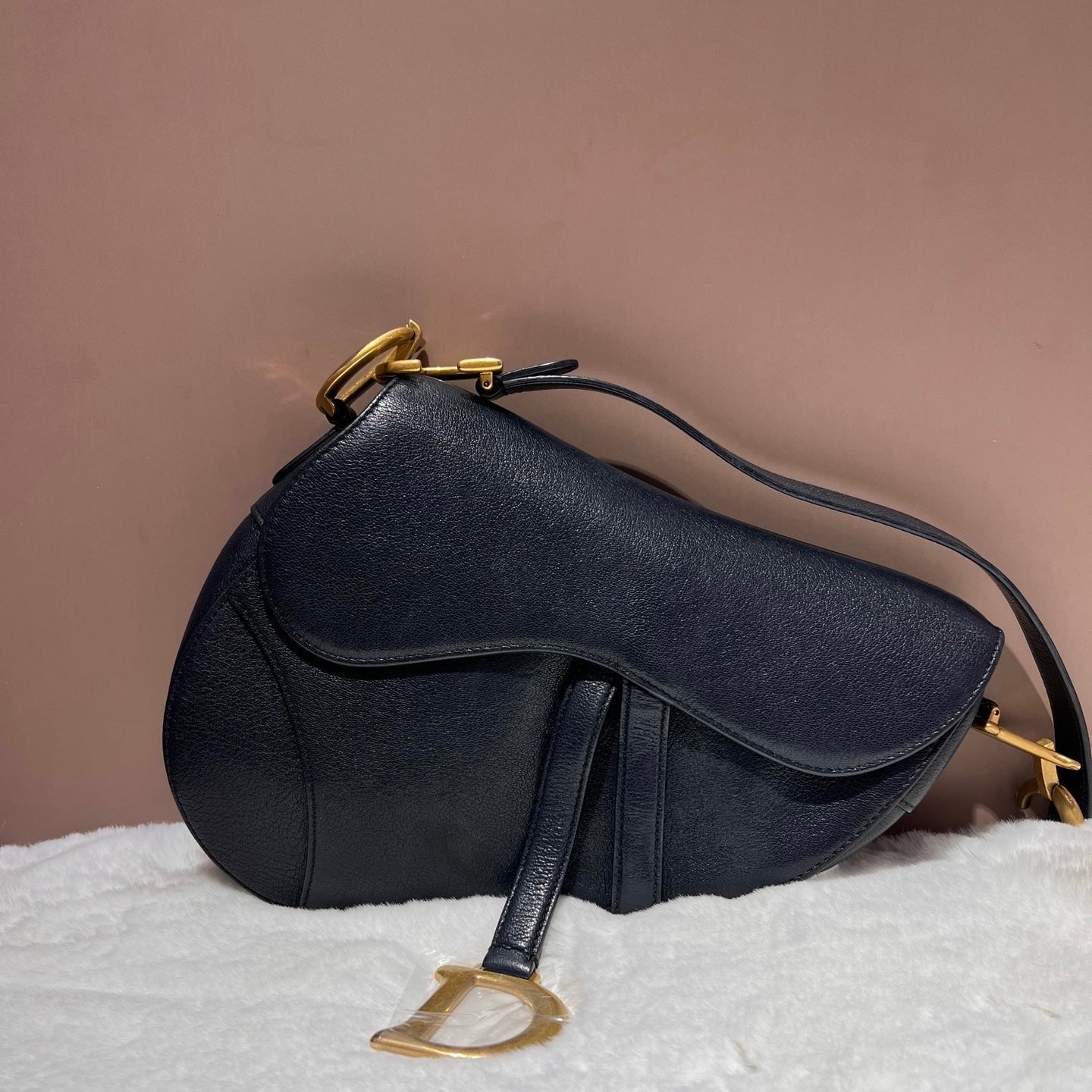 Dior Saddle Goatskin Bag Leather Black Travel Bag