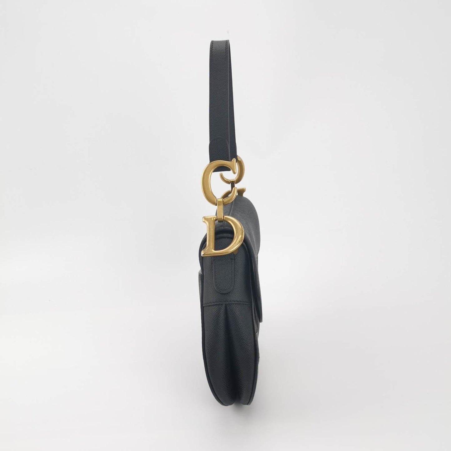 Dior Saddle Grained Handbag Leather Black Travel Bag