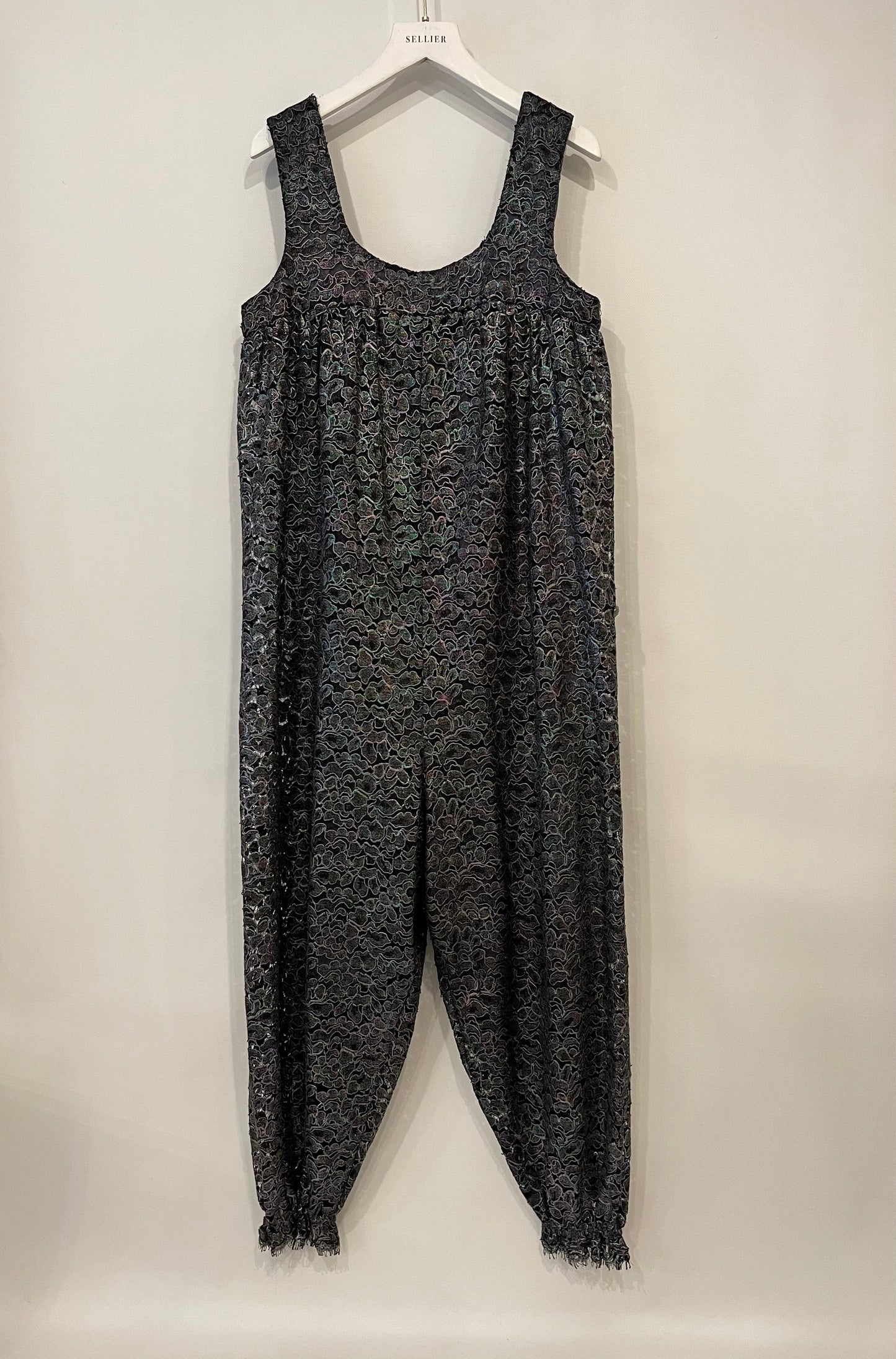 Chanel Grey Metallic Floral Embroidered Jumpsuit Size FR 36 (UK 8) Accessory