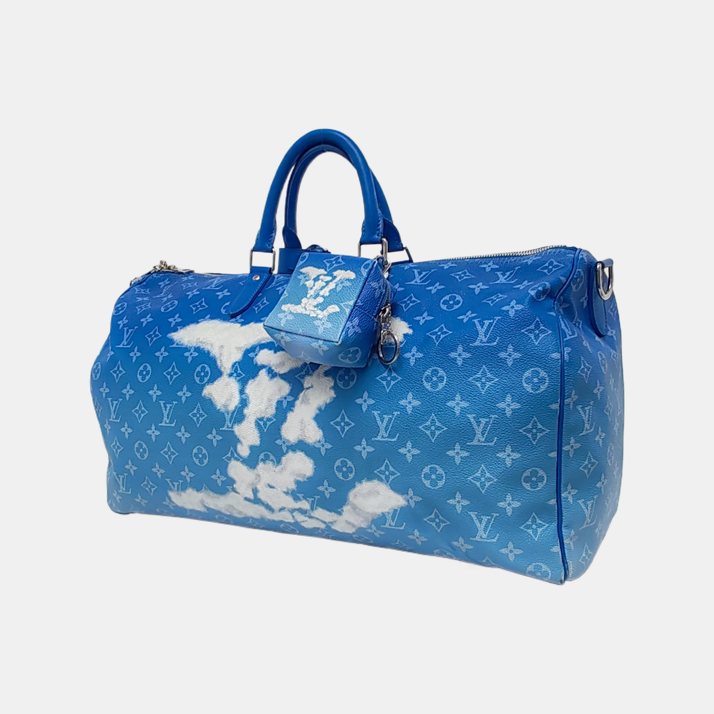 Louis Vuitton Virgil Abloh Keepall Bandouliere 50 Clouds Monogram Blue Travel Bag