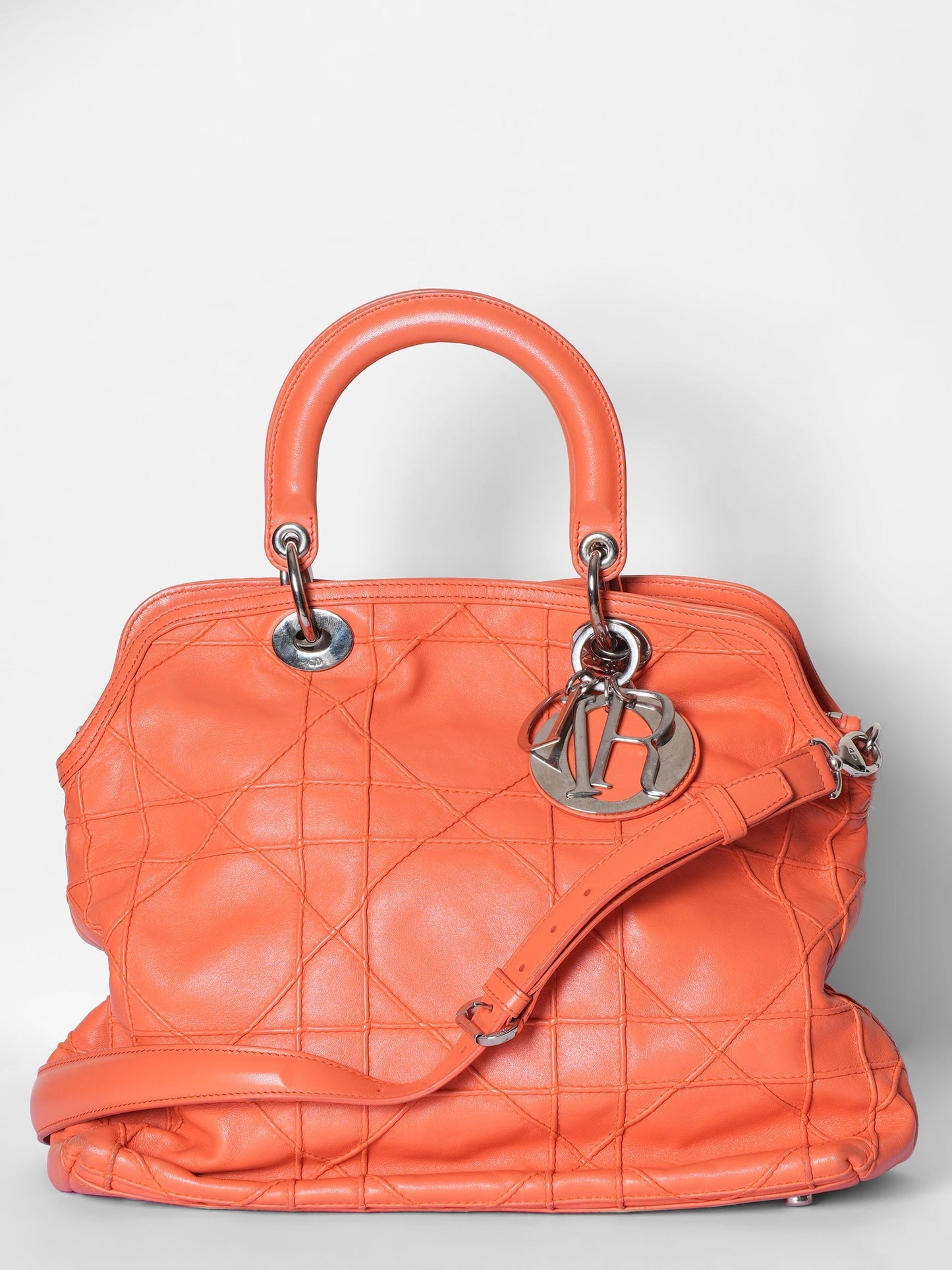 Dior Handbag Christian Polochon Cannage Rouge Granville Bag Top Handle