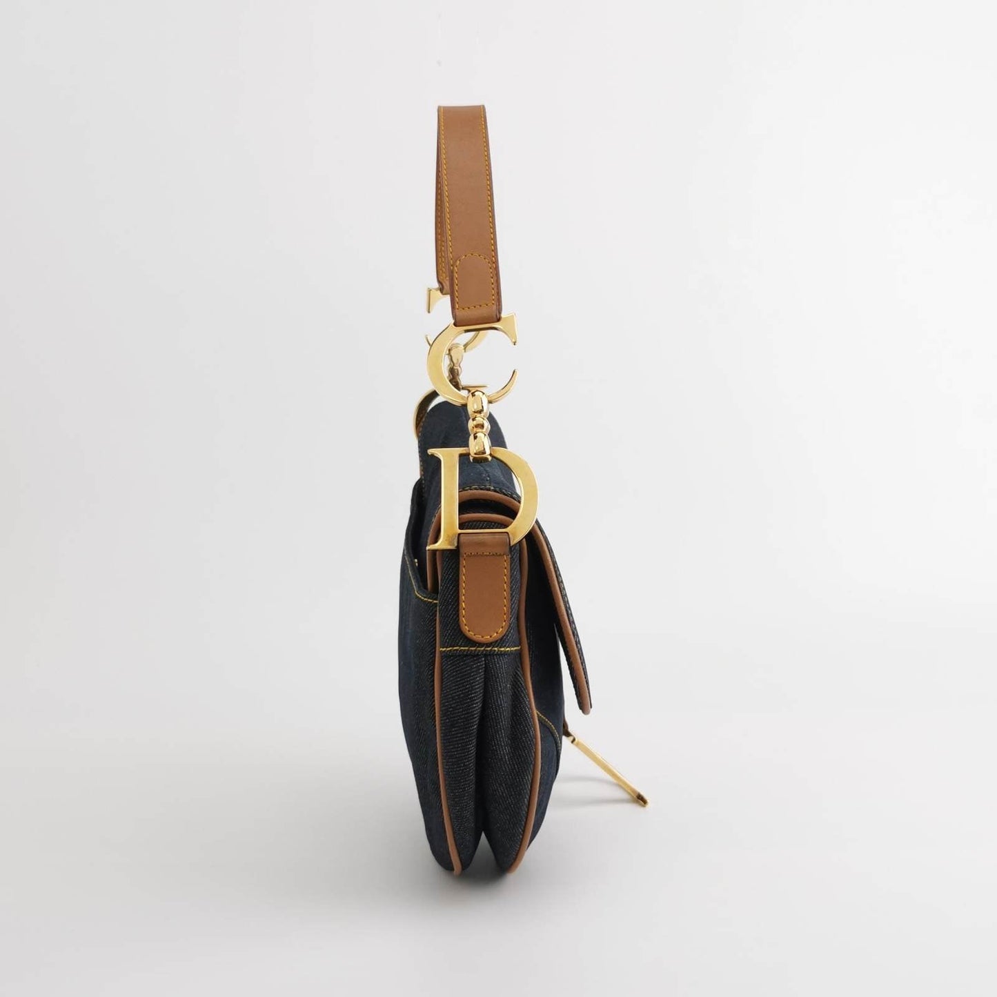Dior Saddle Navy With Trim Shoulder Bag Leather Denim