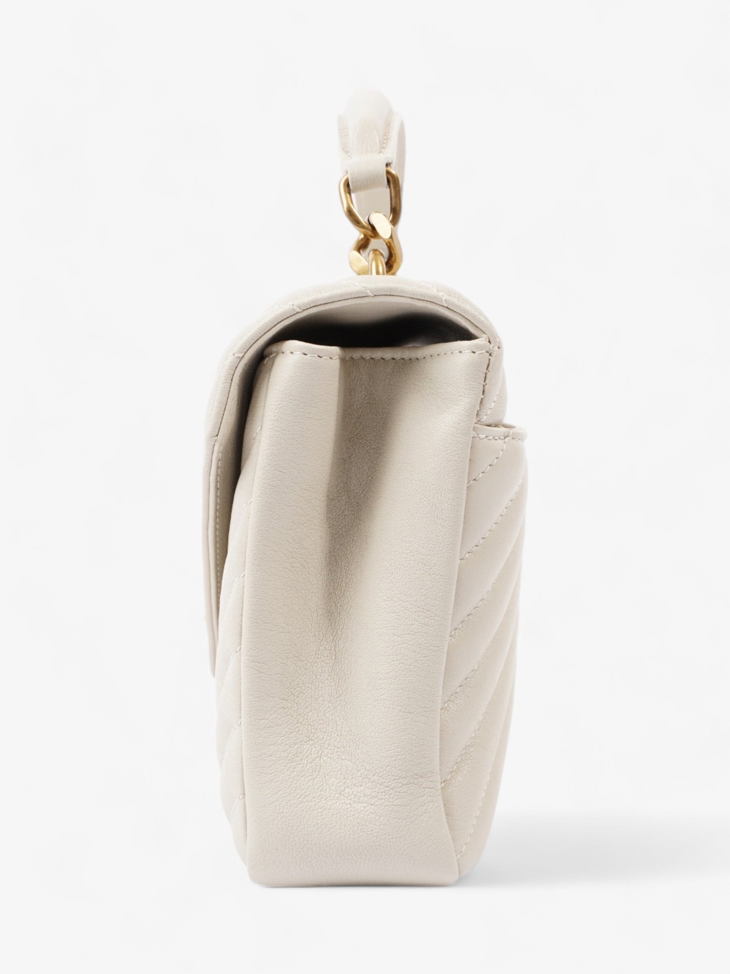 YSL Saint Laurent College Shoulder Bag Leather Cream Medium