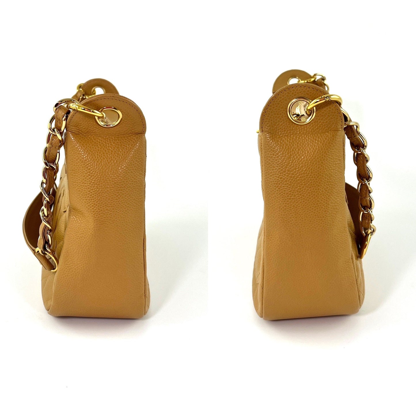 Timeless Beige Quilted Caviar Hobo Bag Signature