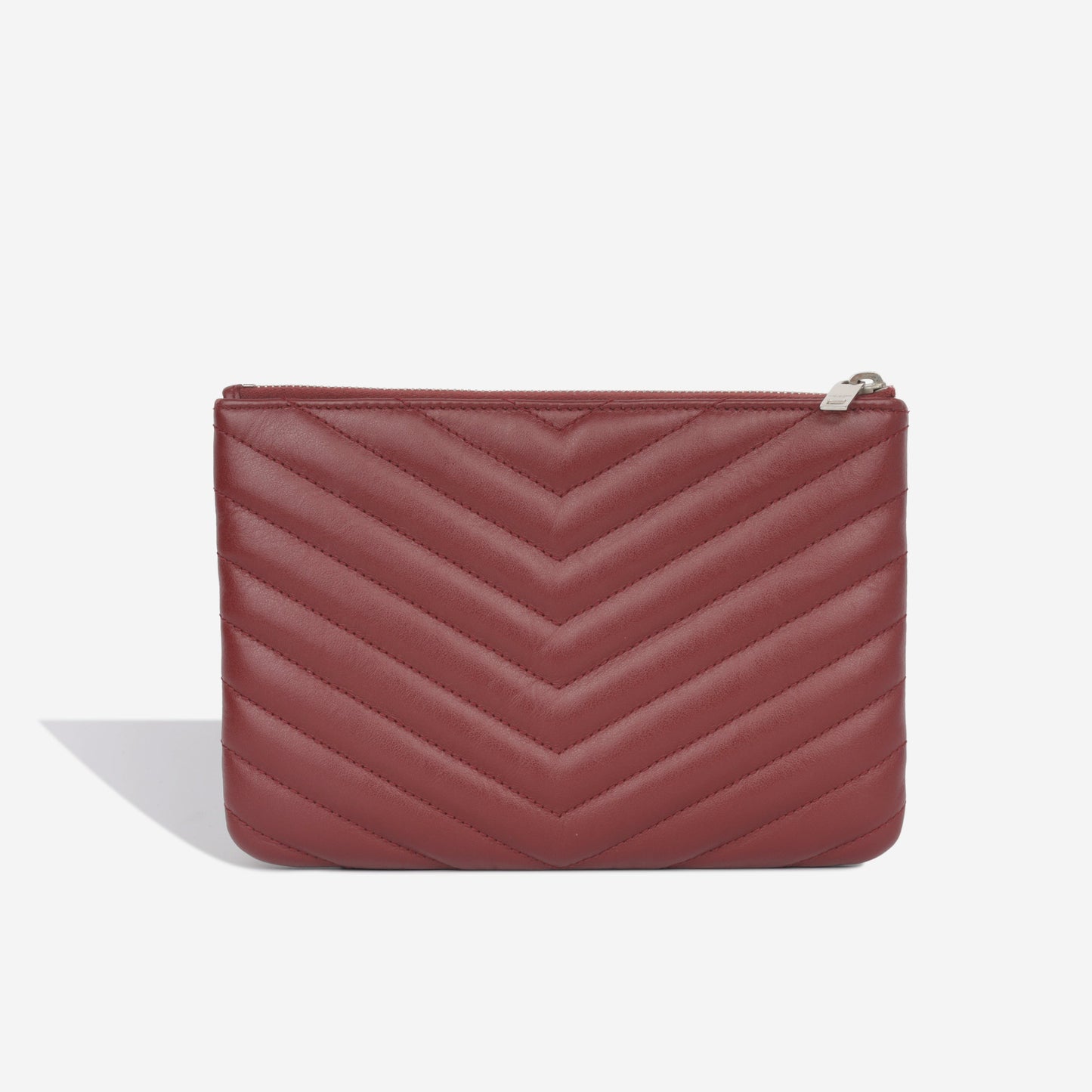 YSL Saint Laurent College Pouch Clutch Bag Calfskin Shw 1