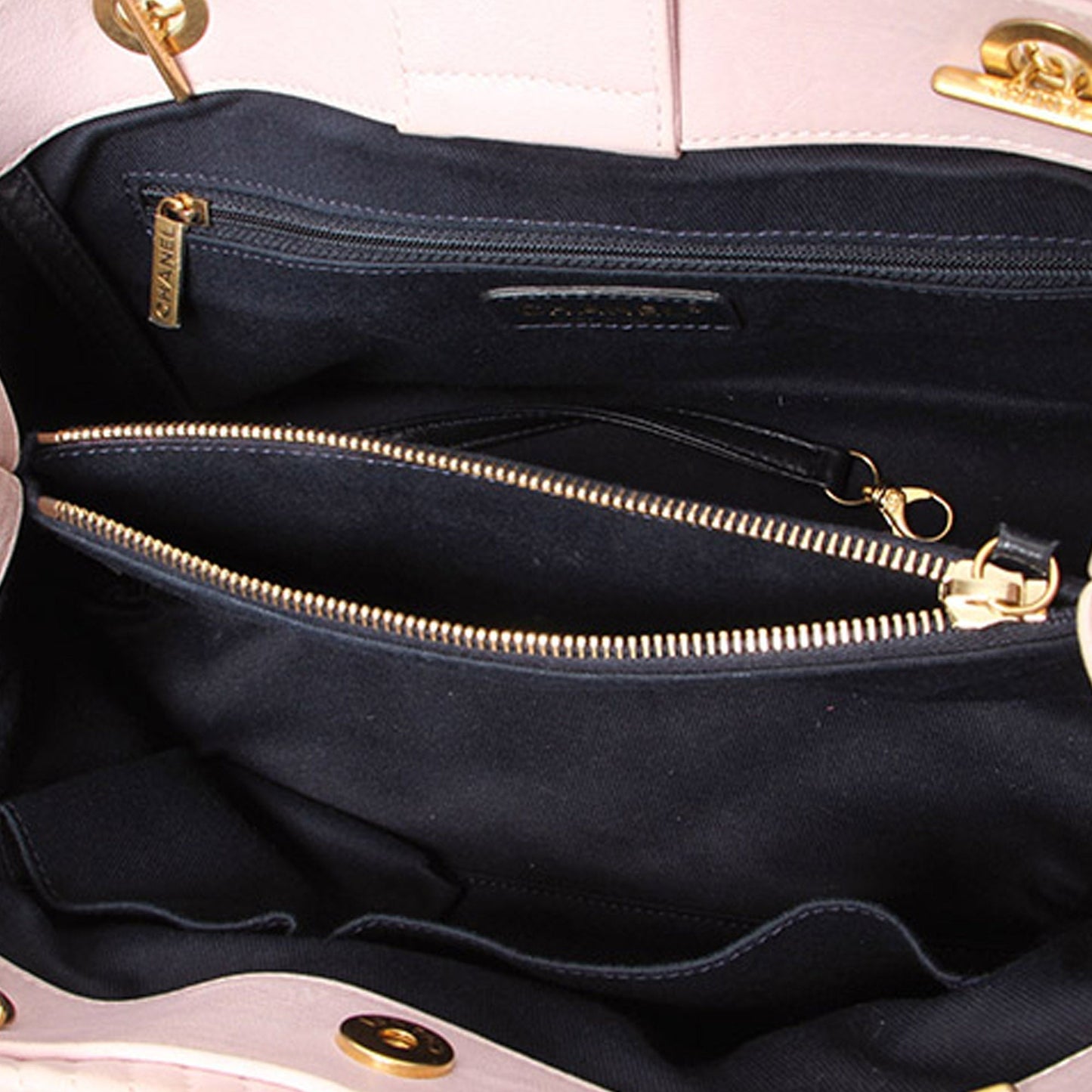 Chanel Chevron Tote Bag Leather Pink