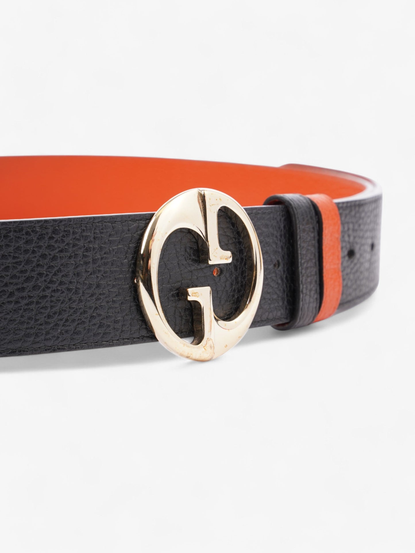 Gucci Marmont Reversible Belt Orange Handbag Leather Black Accessory