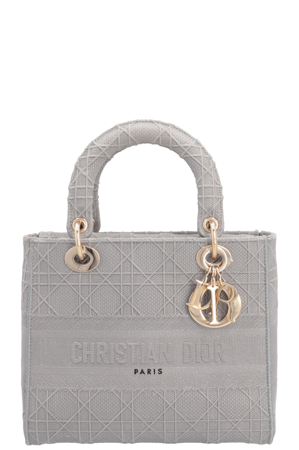 Dior Lady D-Lite Cannage Grey Canvas Gray Handbag