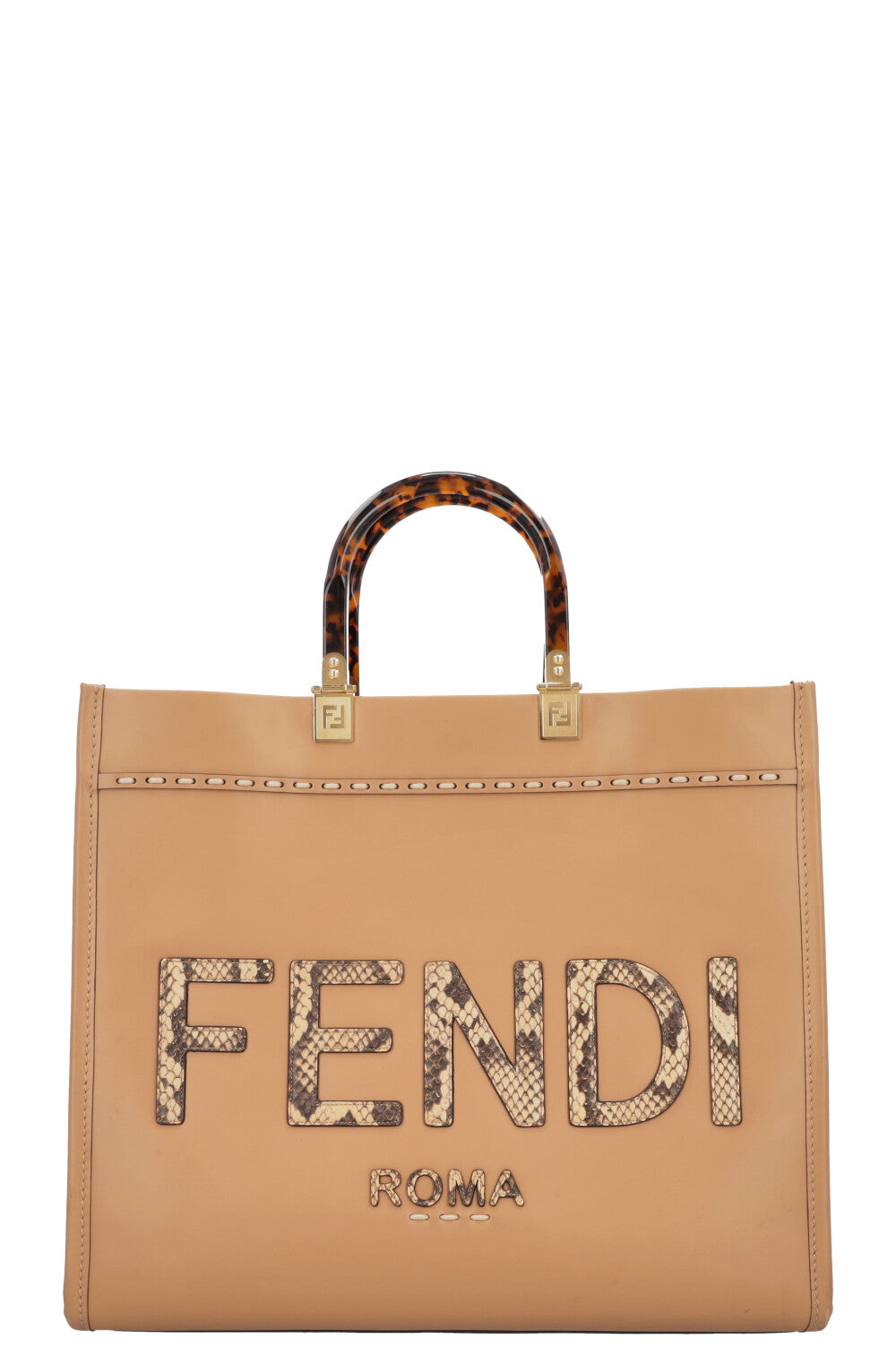 Fendi Tote Bag Sunshine Caramel Python Medium