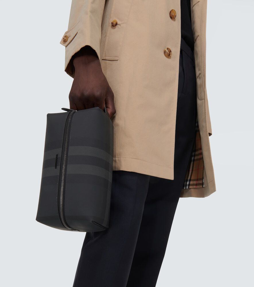 Burberry Ho Check Travel Pouch Travel Bag Leather