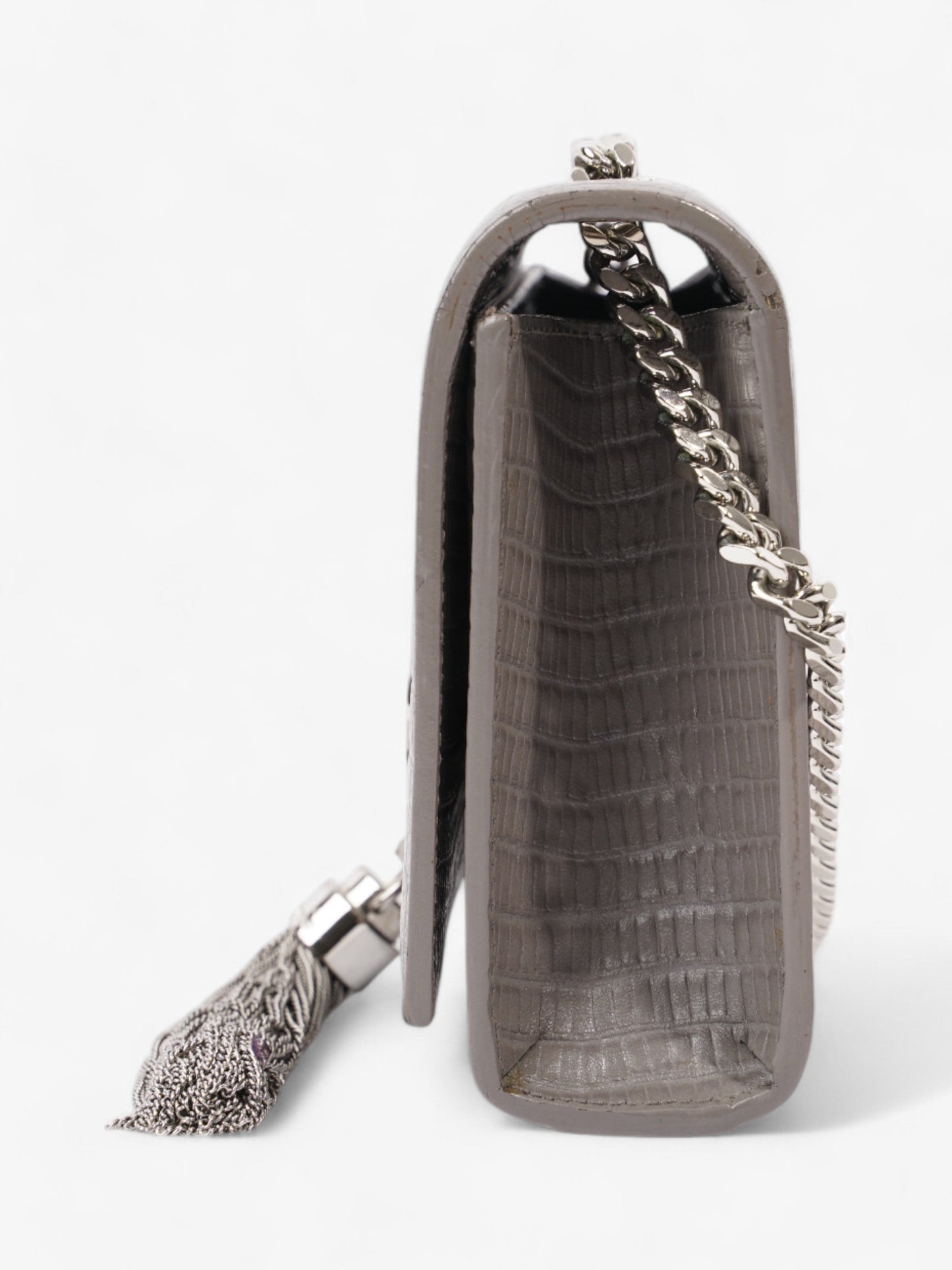 YSL Saint Laurent Kate Tassel Grey Crossbody Bag Leather Gray Small