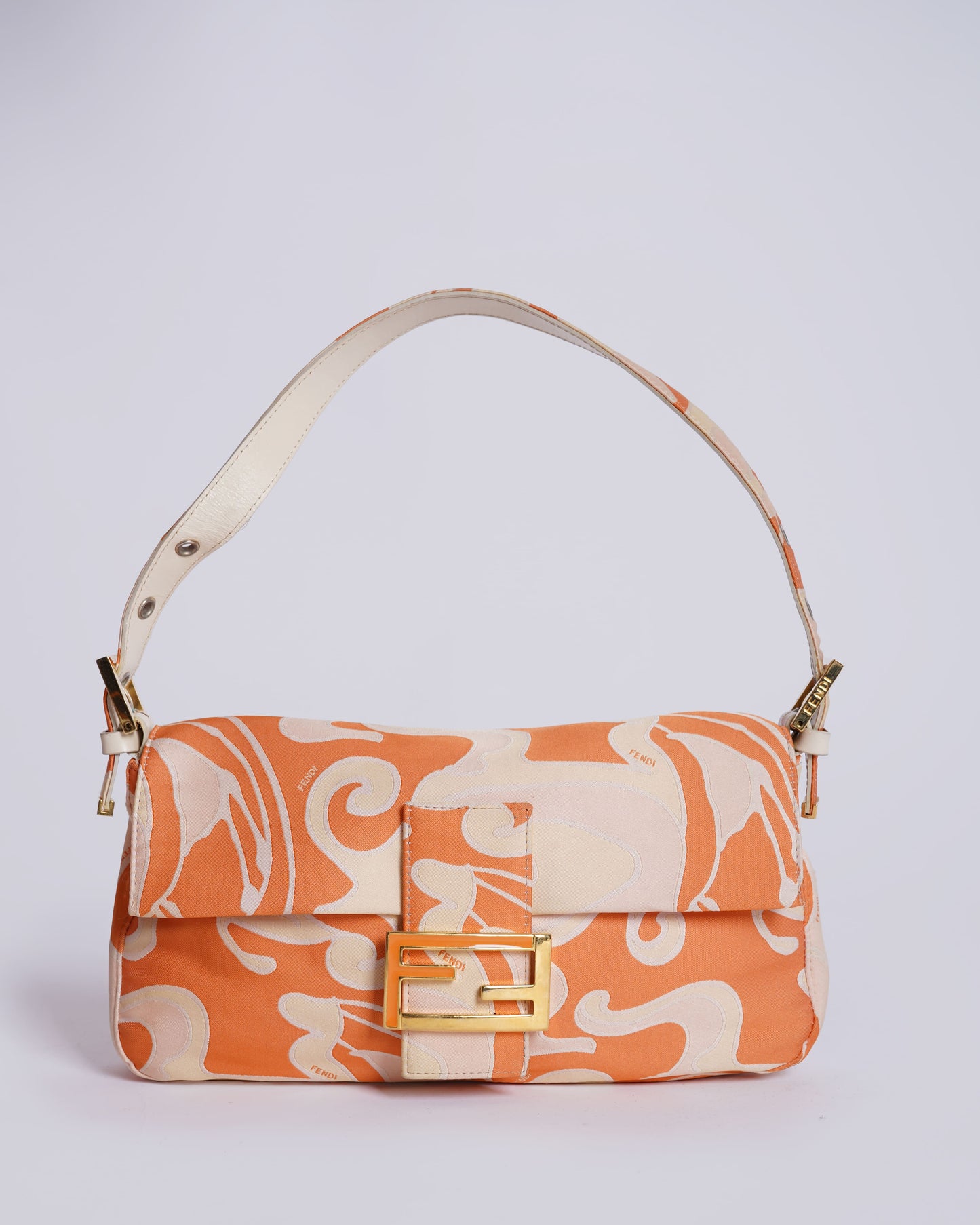 Fendi Handbag Silk Baguette Top Handle Shoulder Bag