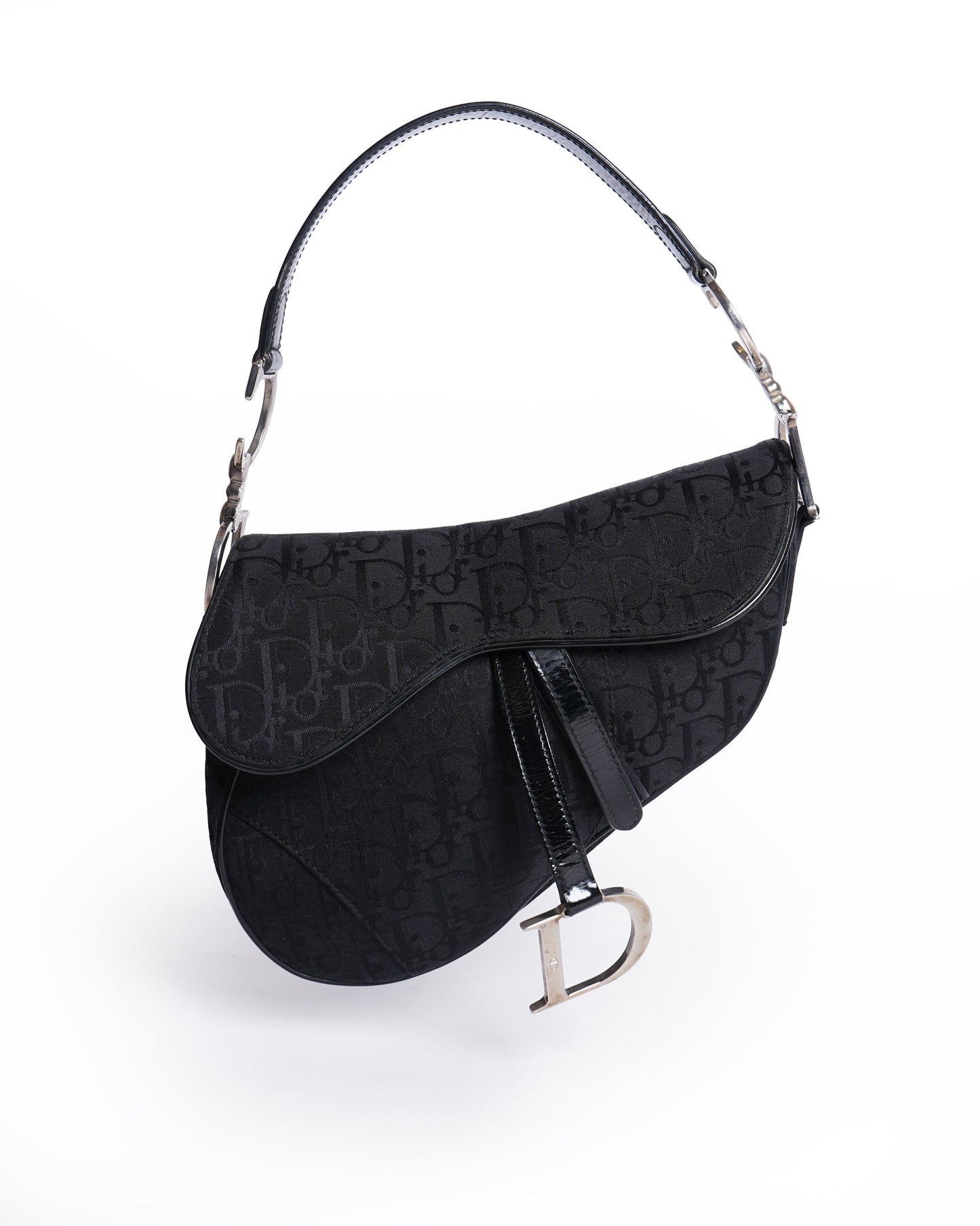 Dior Handbag Christian saddle bag in signature Canvas Black Logo Shoulder Bag