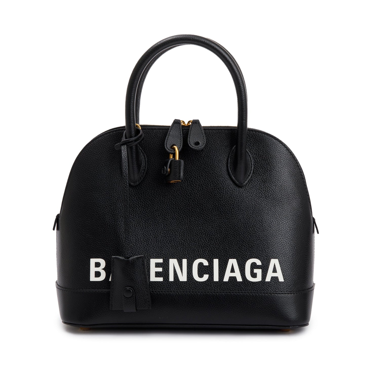 Balenciaga Grained Calfskin Ville Top Handle Bag Leather Black Travel Bag