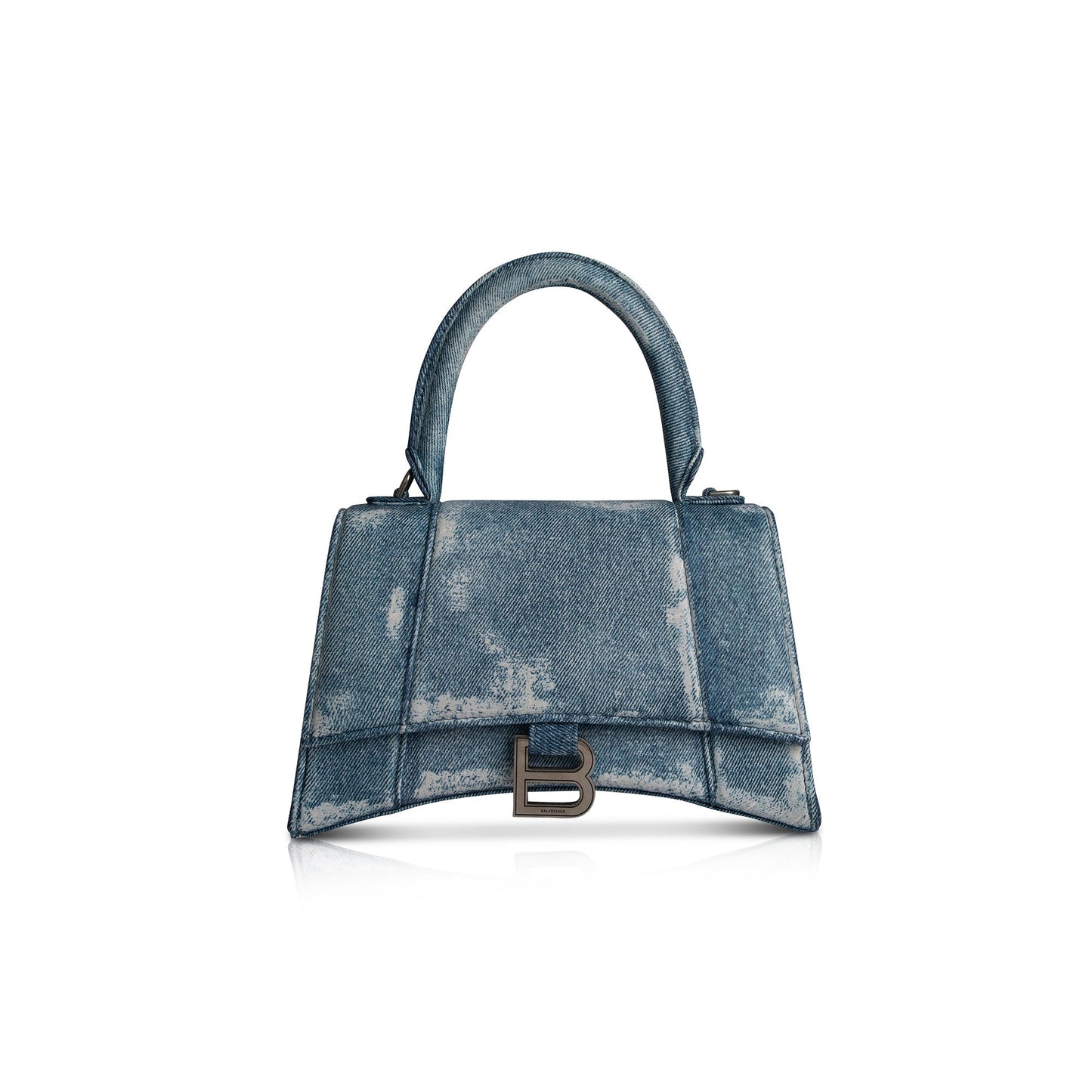 Balenciaga Hourglass Top Handle Bag Denim Small Travel Bag