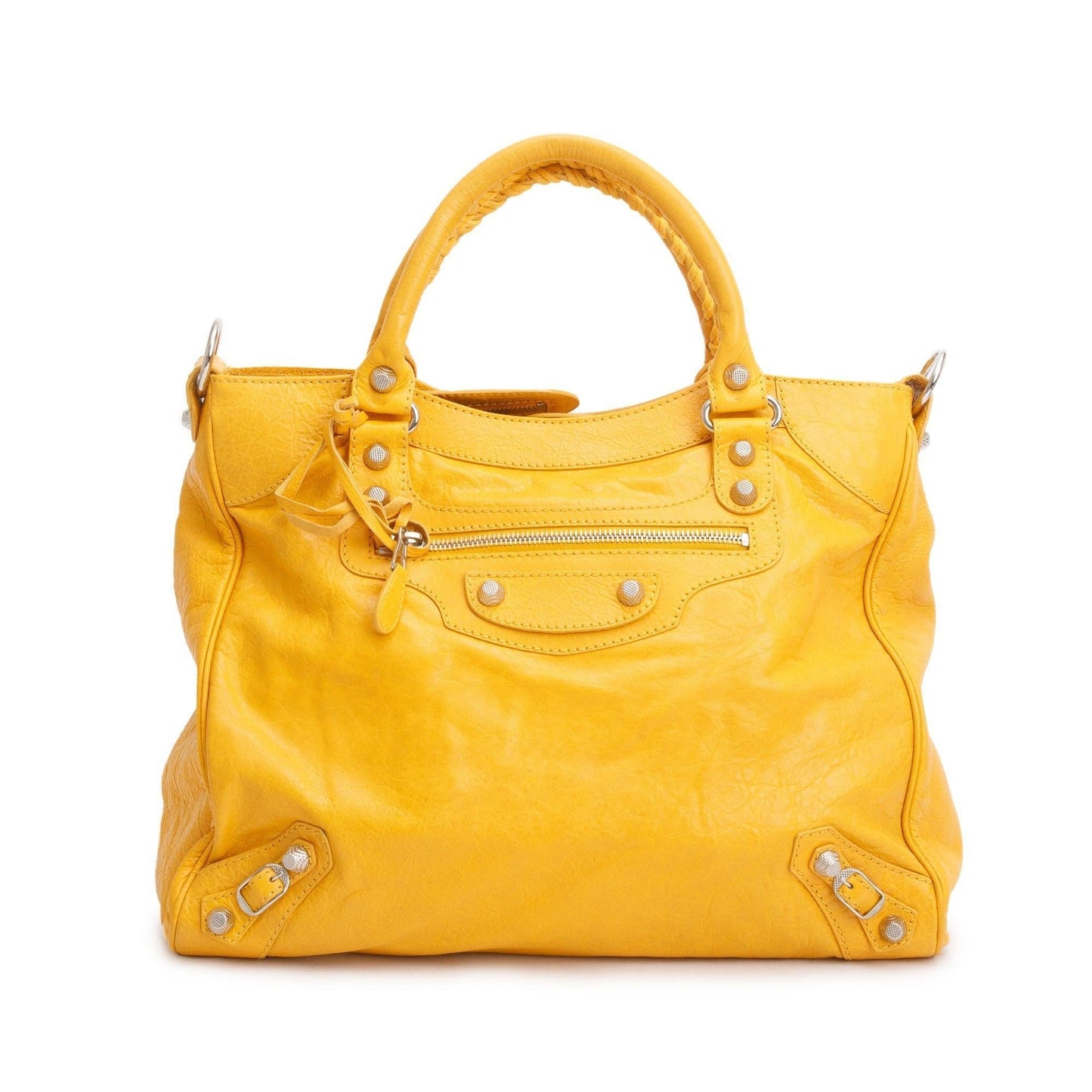 Balenciaga Yellow Agneau Giant Velo Bag Leather Travel Bag