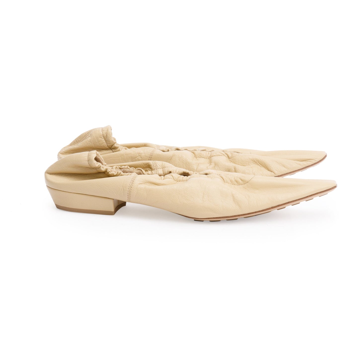 Bottega Veneta Crush Nappa Ballerina Flats Size Travel Bag Leather Beige Shoes