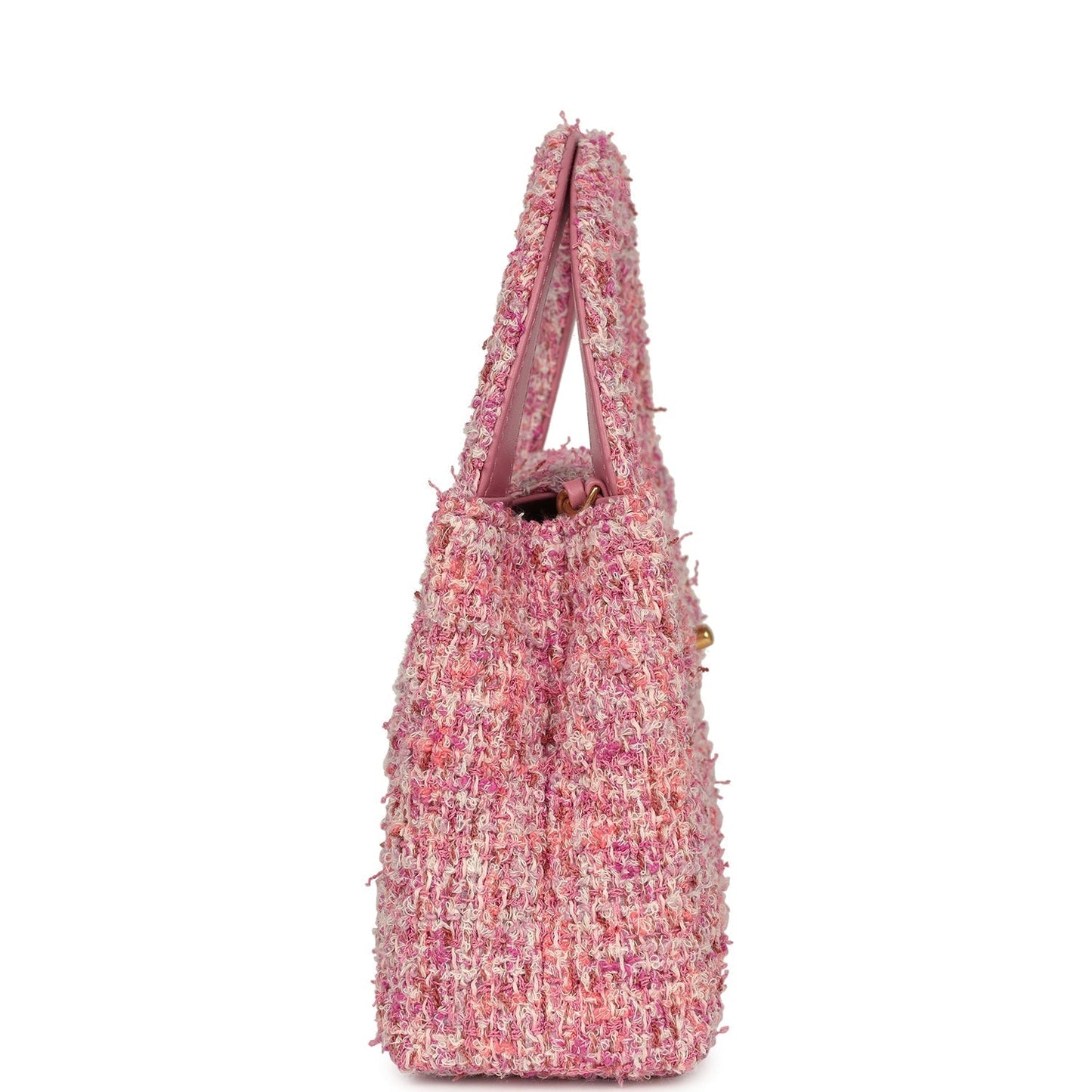 Chanel Small Kelly Shopper Pink Tweed Brushed Gold Hardware Bag
