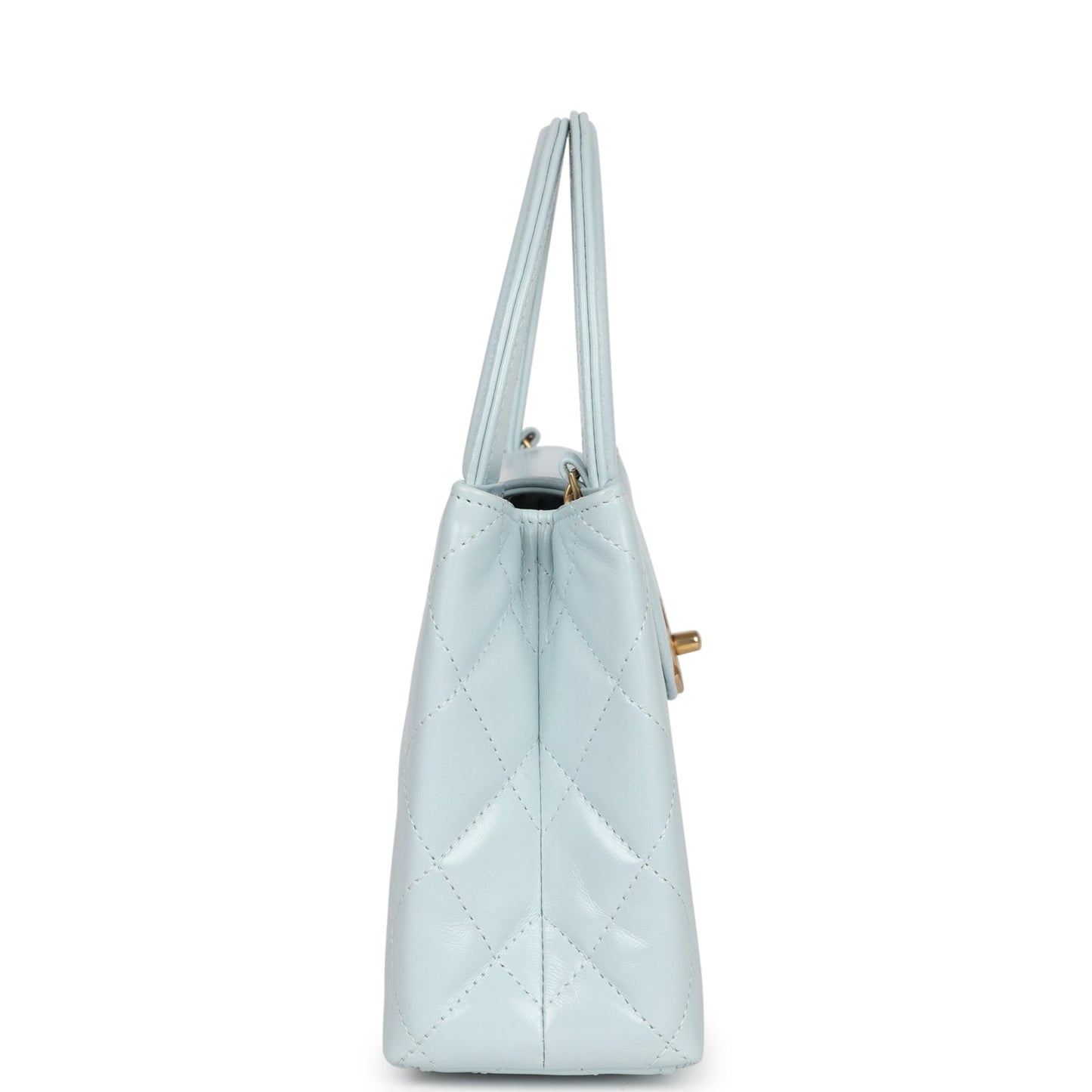 Chanel Small Kelly Shopper Light Blue Shiny Aged Calfskin Brushed Gold Hardware Accessory